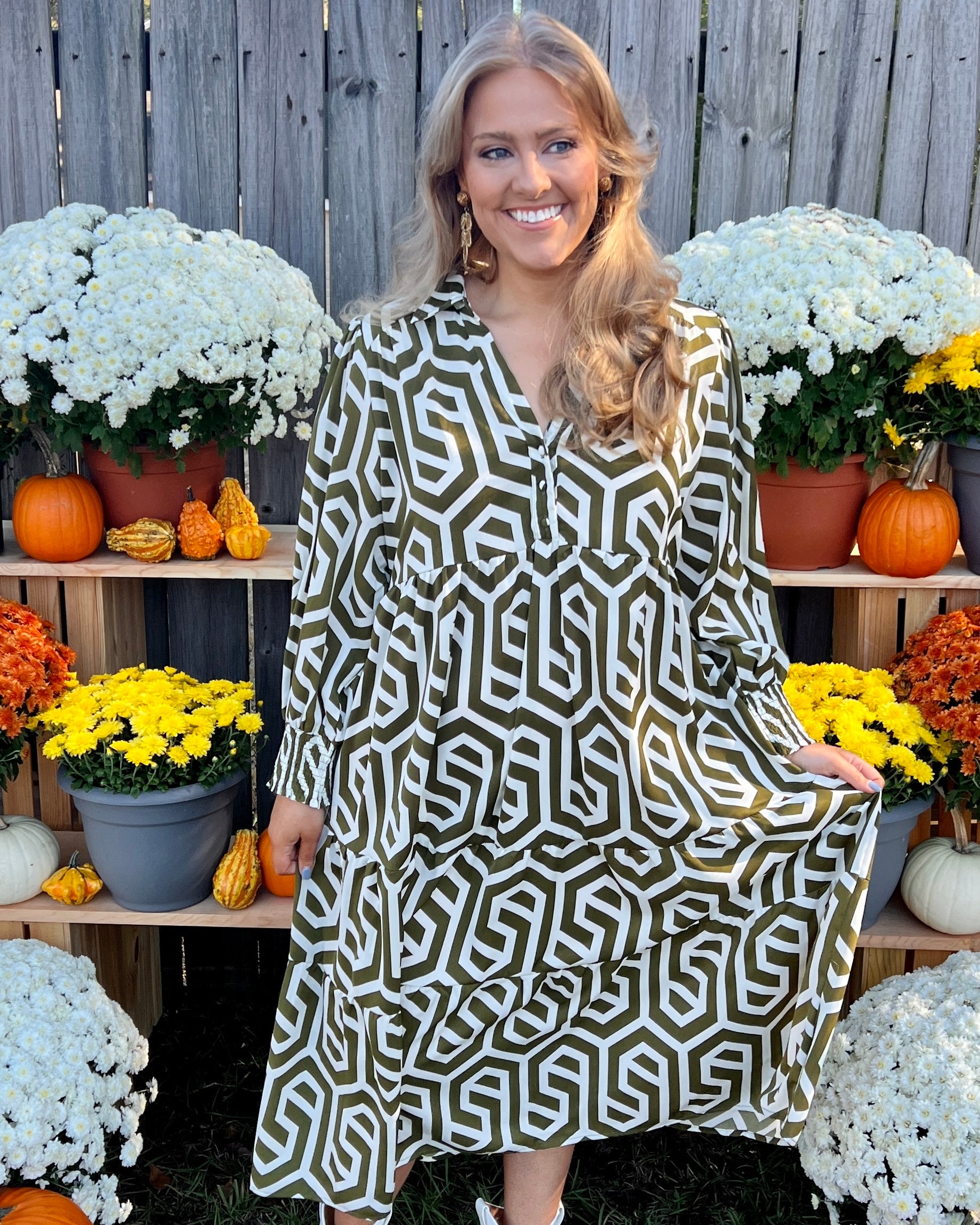 All Class Moss Plus Geometric Maxi Dress-Shop-Womens-Boutique-Clothing