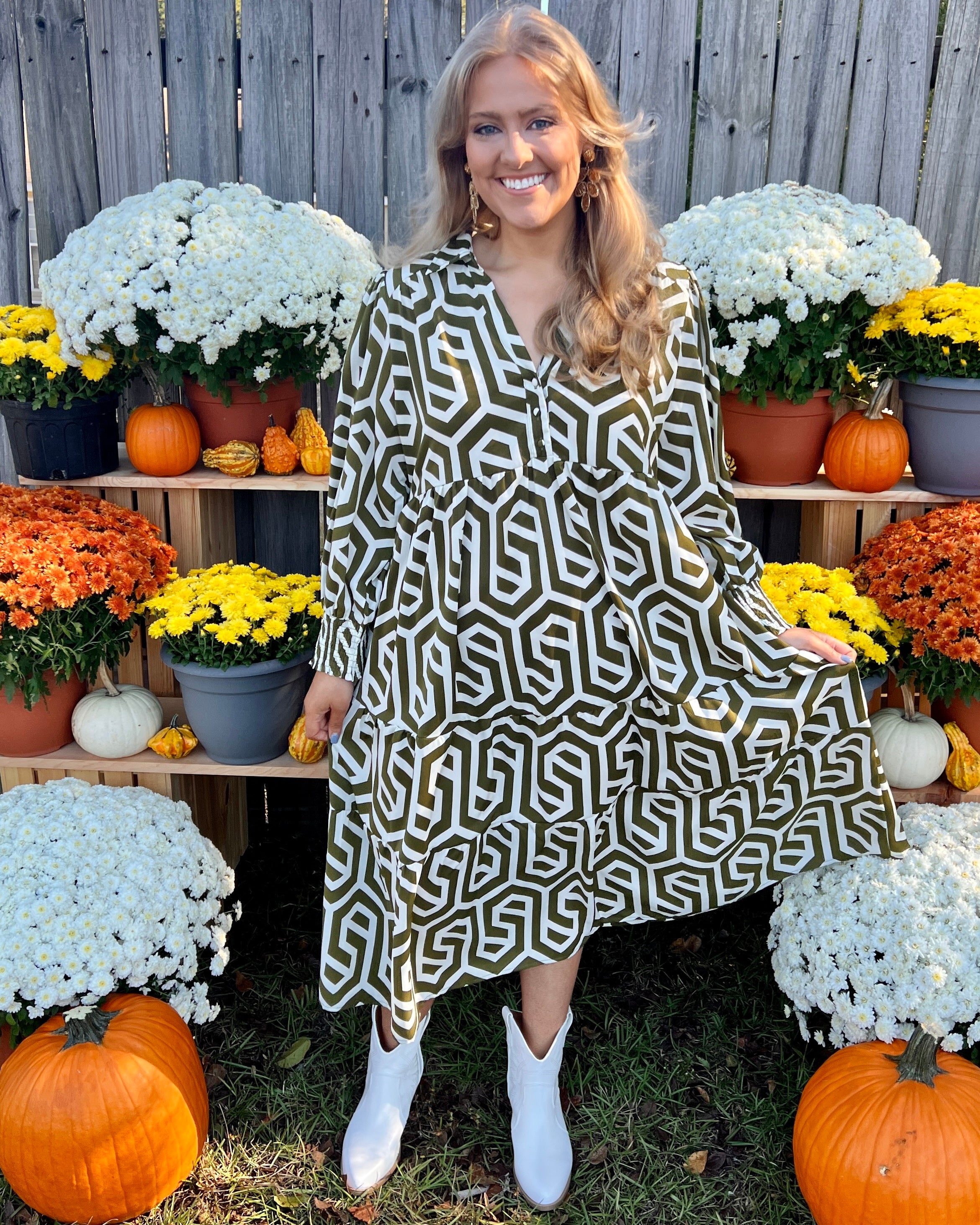 All Class Moss Plus Geometric Maxi Dress-Shop-Womens-Boutique-Clothing