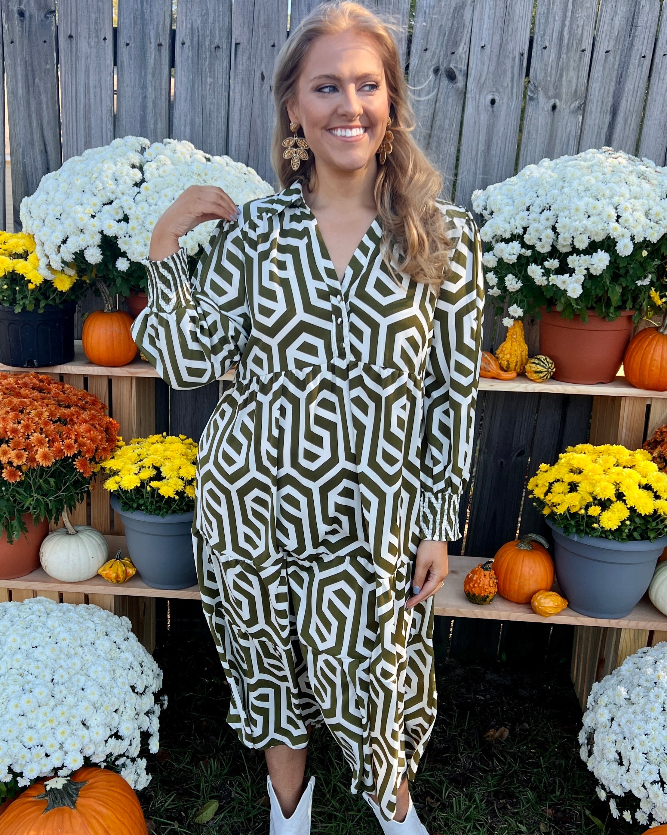 All Class Moss Plus Geometric Maxi Dress-Shop-Womens-Boutique-Clothing