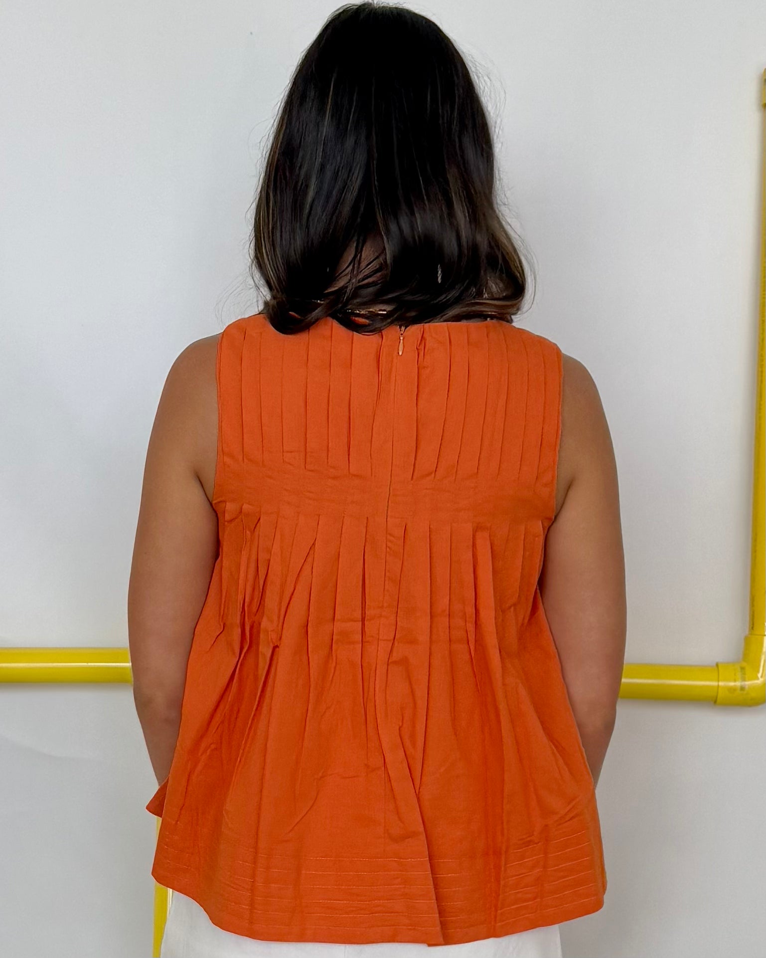 Daytime Shine Orange Pleated Top-Shop-Womens-Boutique-Clothing