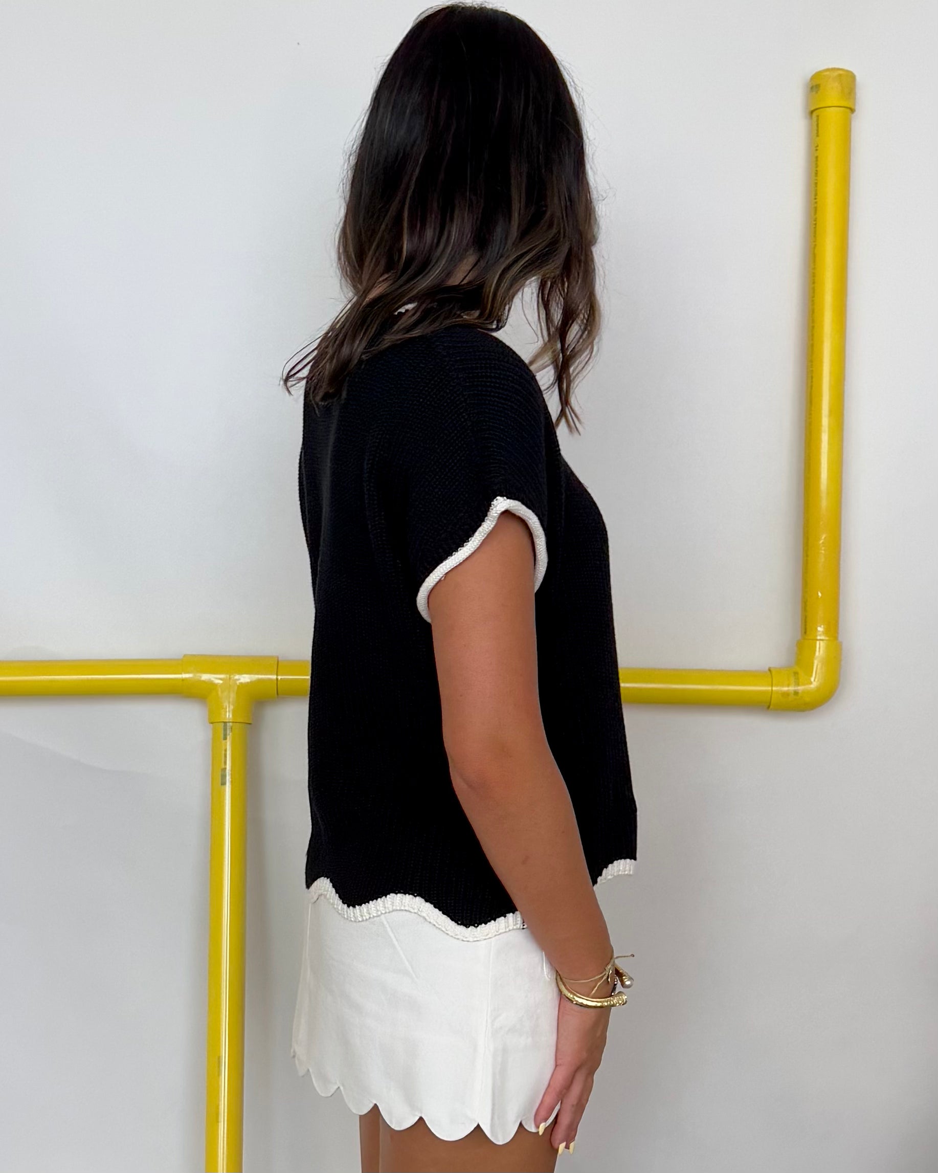 By The Rules Black Scallop Pocket Sweater-Shop-Womens-Boutique-Clothing