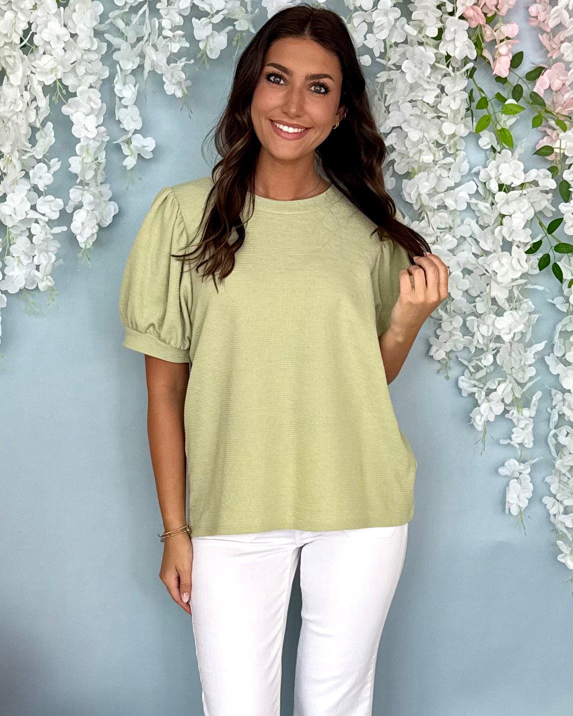 Daily Fit Sage Textured Top-Shop-Womens-Boutique-Clothing