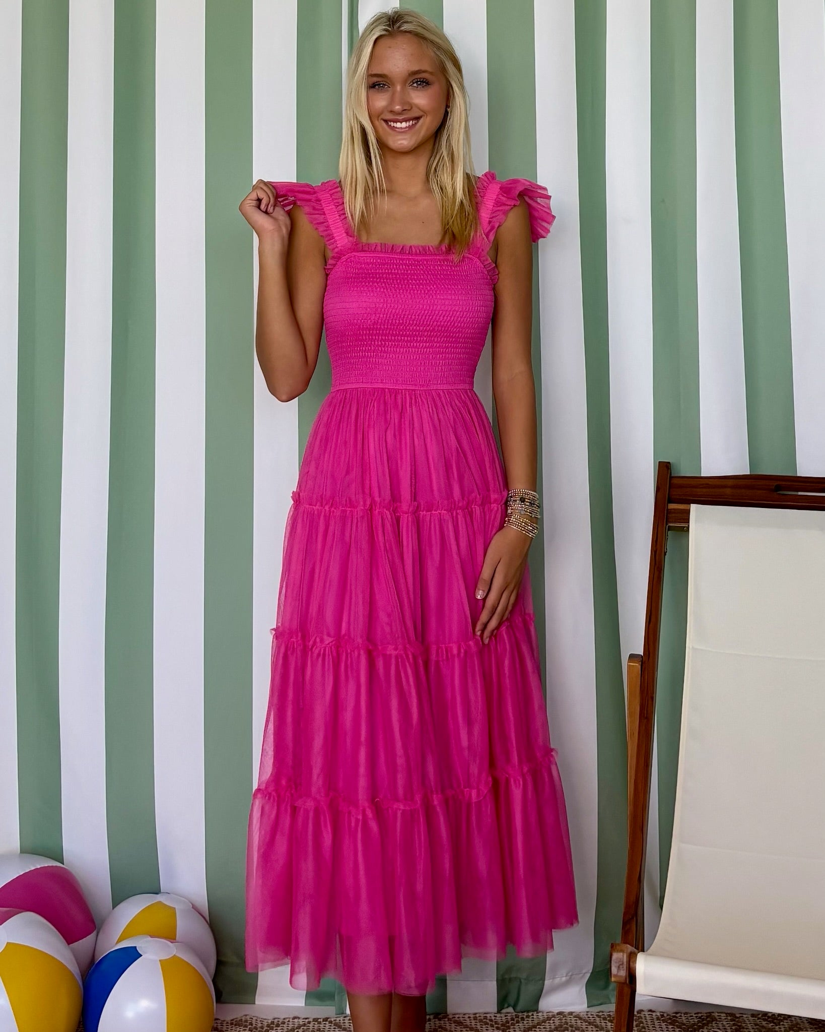Courtyard Cutie Fuchsia Tulle Tiered Dress-Shop-Womens-Boutique-Clothing