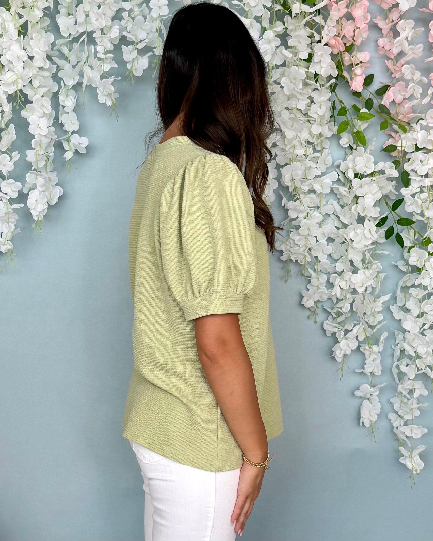 Daily Fit Sage Textured Top-Shop-Womens-Boutique-Clothing