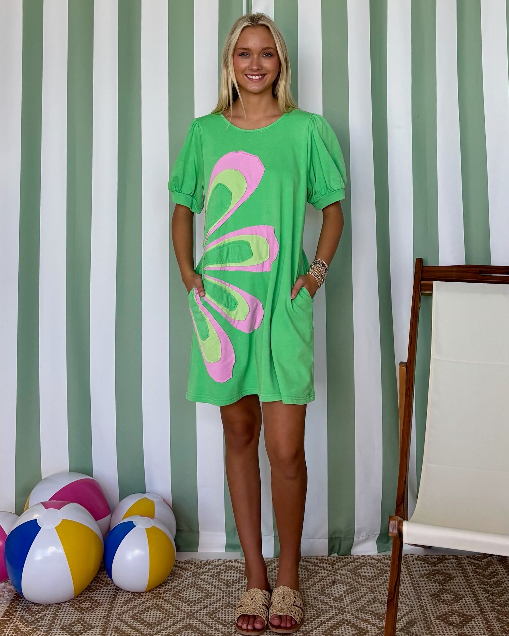 Playful Feelings Apple Green Flower Dress-Shop-Womens-Boutique-Clothing