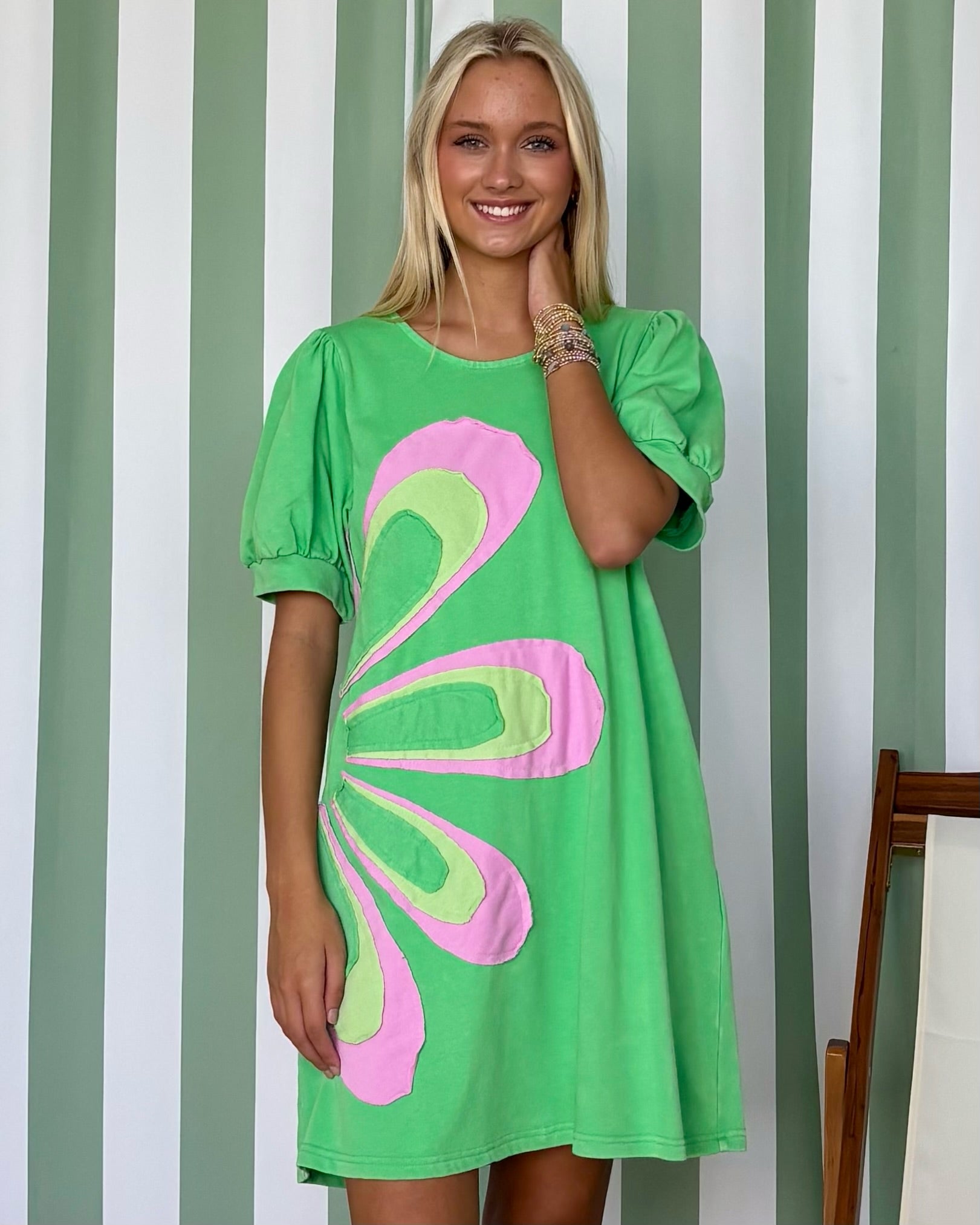 Playful Feelings Apple Green Flower Dress-Shop-Womens-Boutique-Clothing