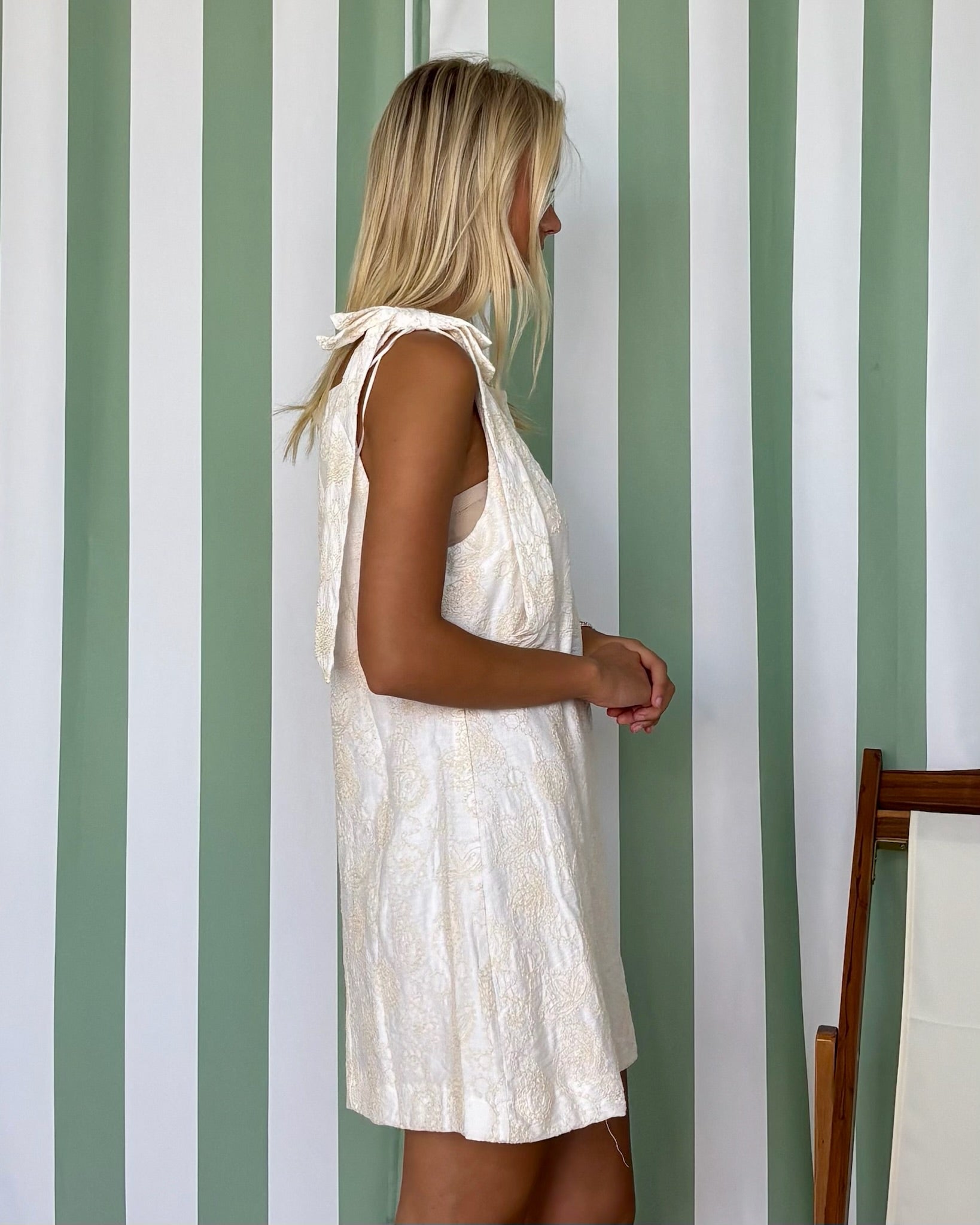 Pursuing Sweetness Cream Embroidered Bow Dress-Shop-Womens-Boutique-Clothing