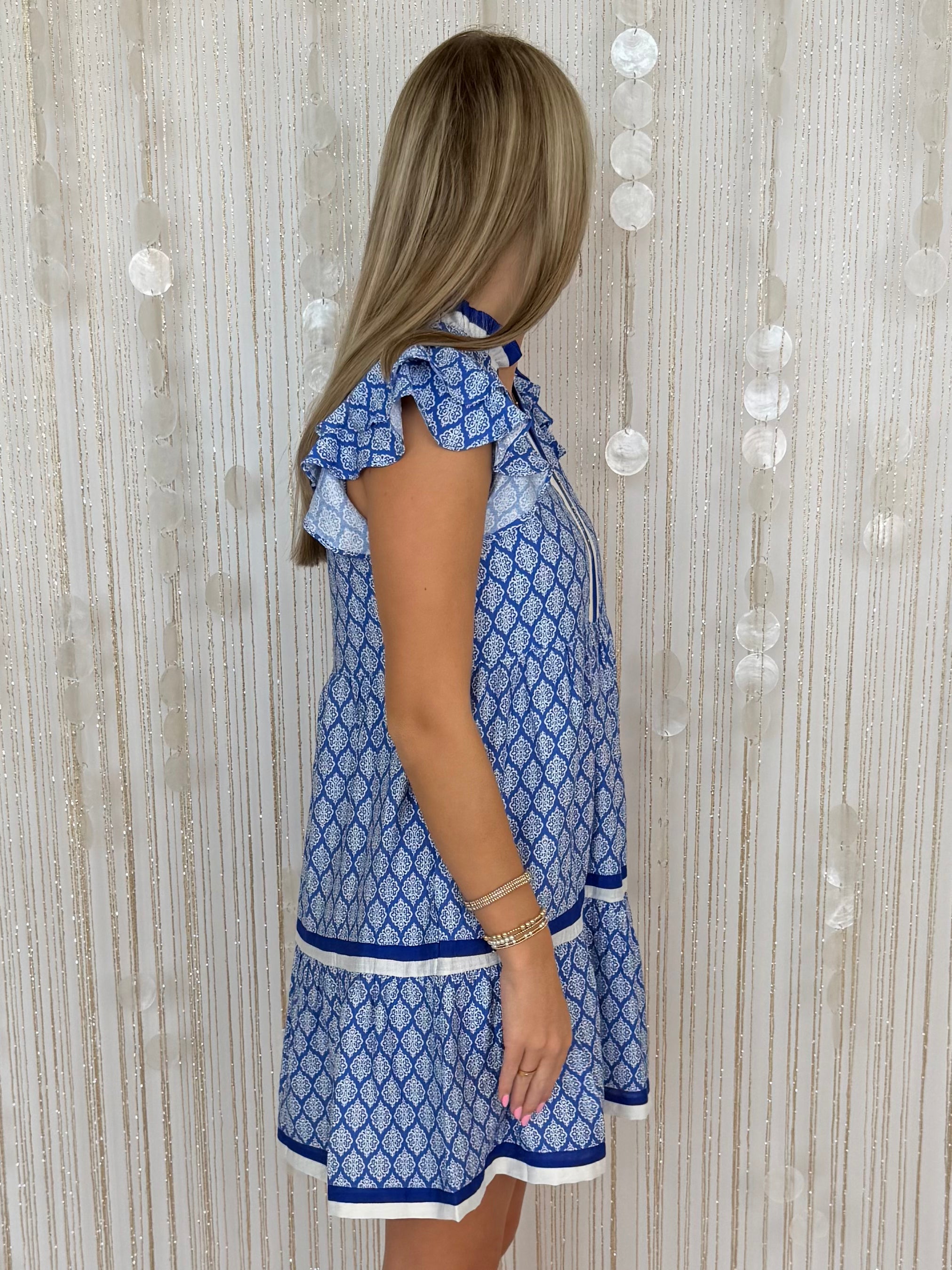 Feeling Posh Royal Ruffle Sleeve Tiered Dress-Shop-Womens-Boutique-Clothing