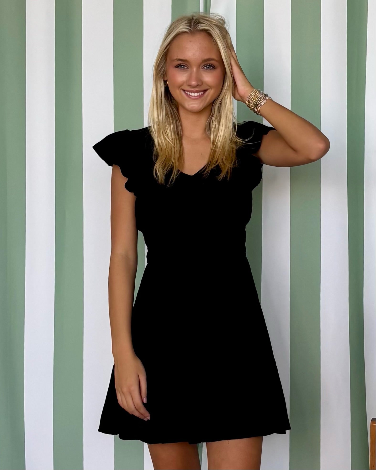 Rose Garden Black Ruffle Dress-Shop-Womens-Boutique-Clothing