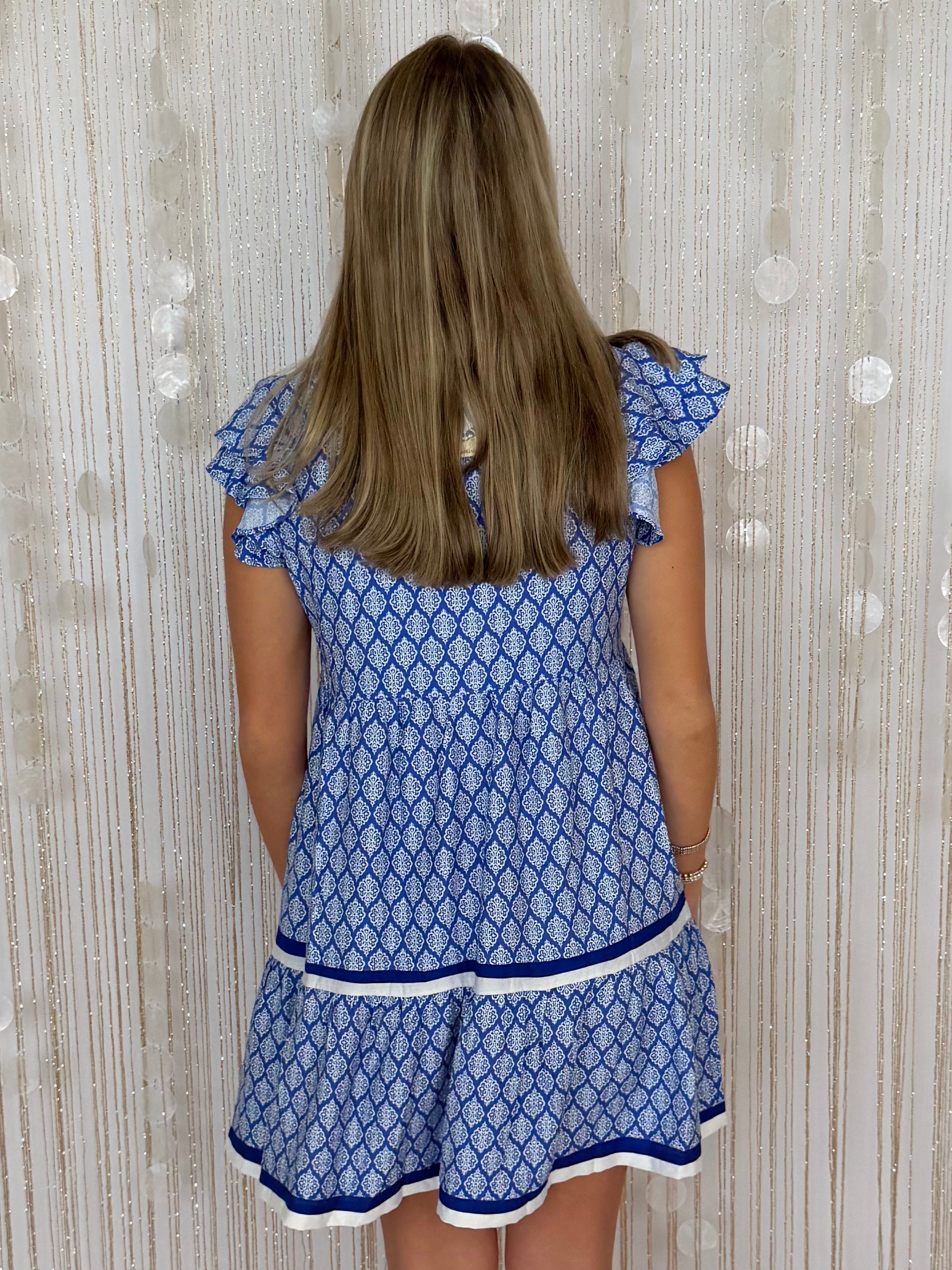 Feeling Posh Royal Ruffle Sleeve Tiered Dress-Shop-Womens-Boutique-Clothing