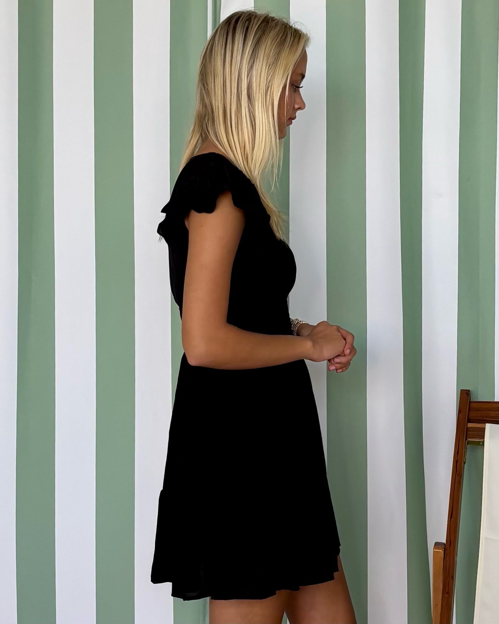 Rose Garden Black Ruffle Dress-Shop-Womens-Boutique-Clothing
