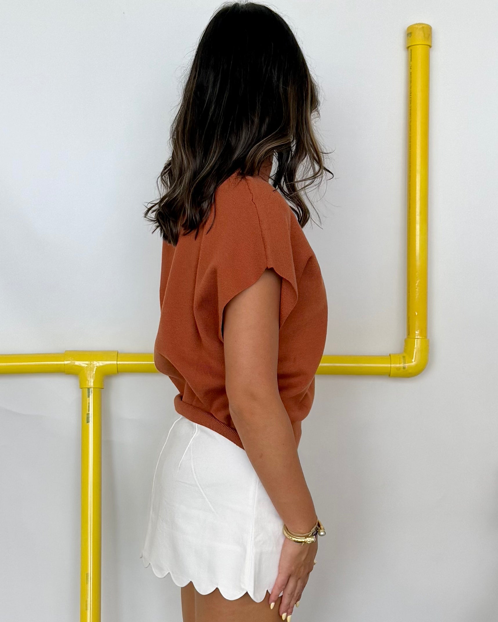 Here's To You Bronze Mock Neck Top-Shop-Womens-Boutique-Clothing