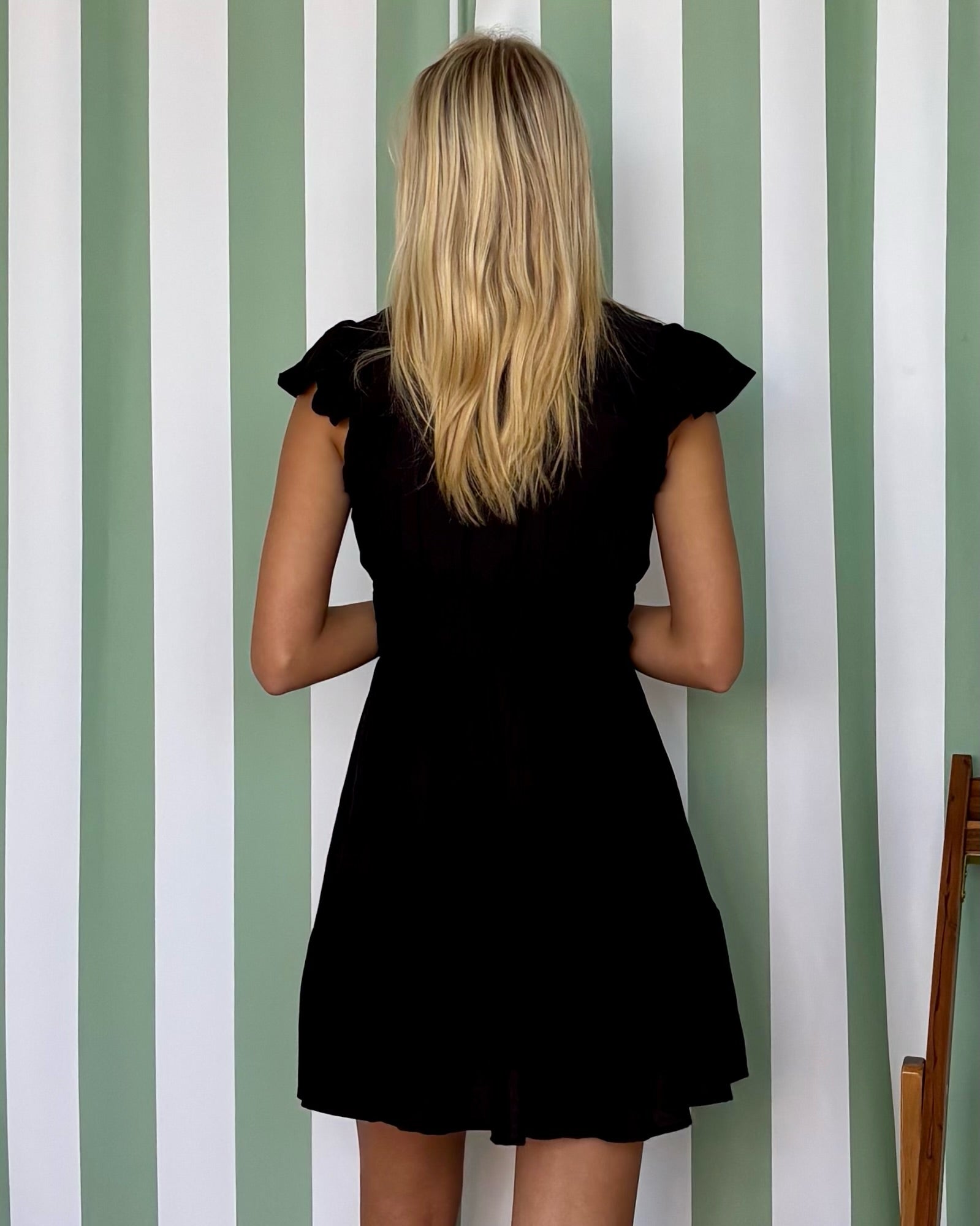 Rose Garden Black Ruffle Dress-Shop-Womens-Boutique-Clothing