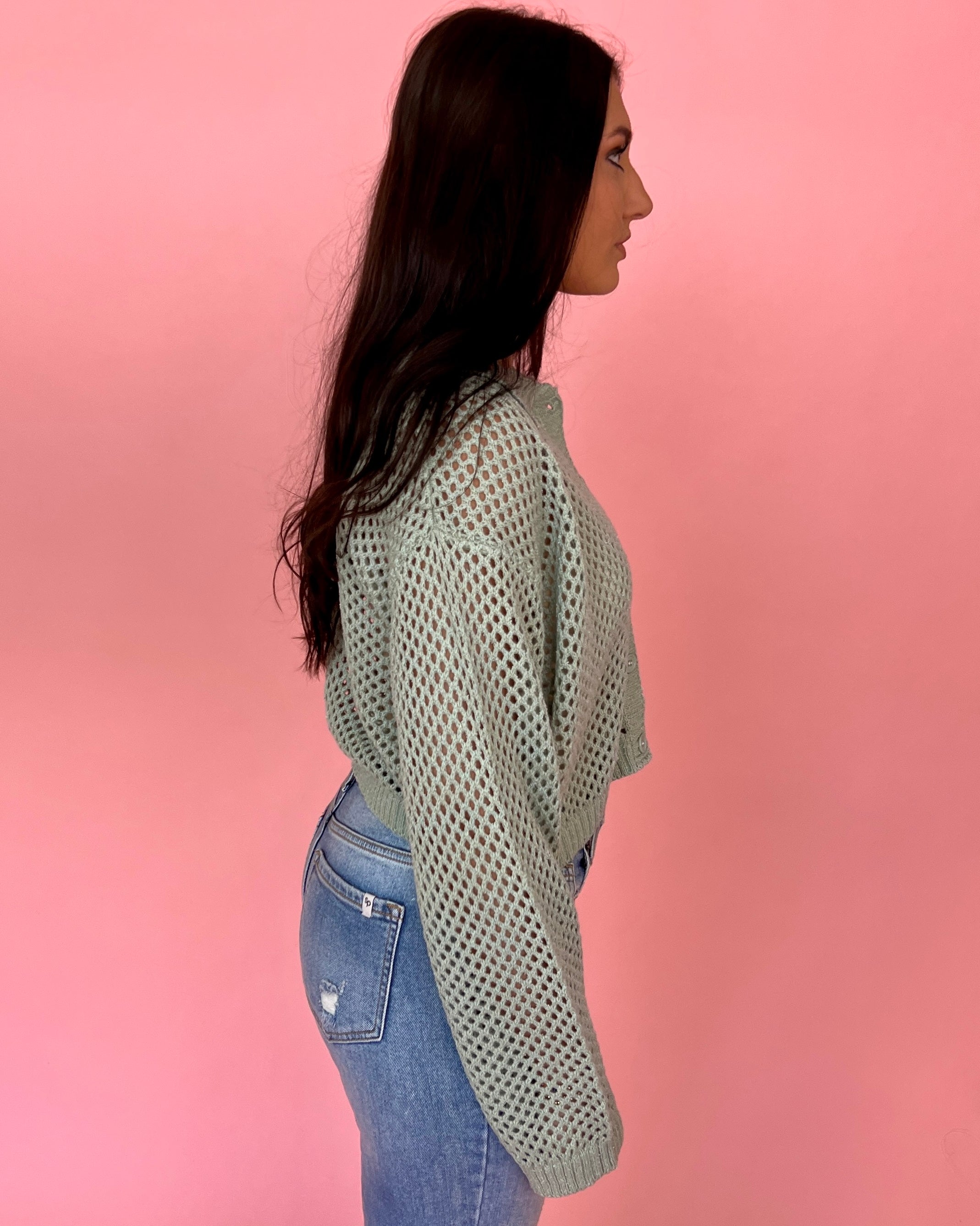 Doing The Most Sage Button Down Crochet Cardigan-Shop-Womens-Boutique-Clothing