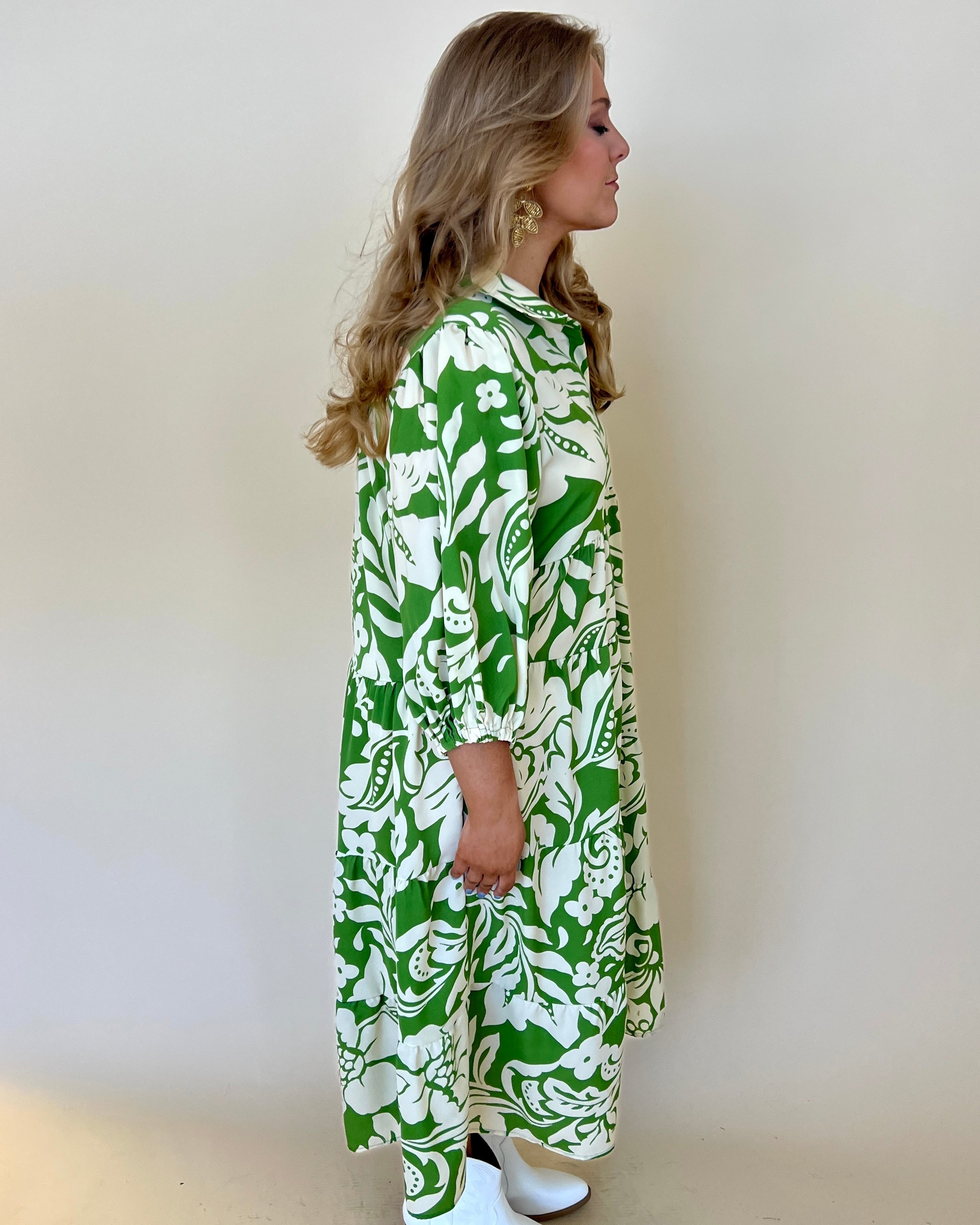 Thriving Weekend Green Plus Floral Midi Dress-Shop-Womens-Boutique-Clothing