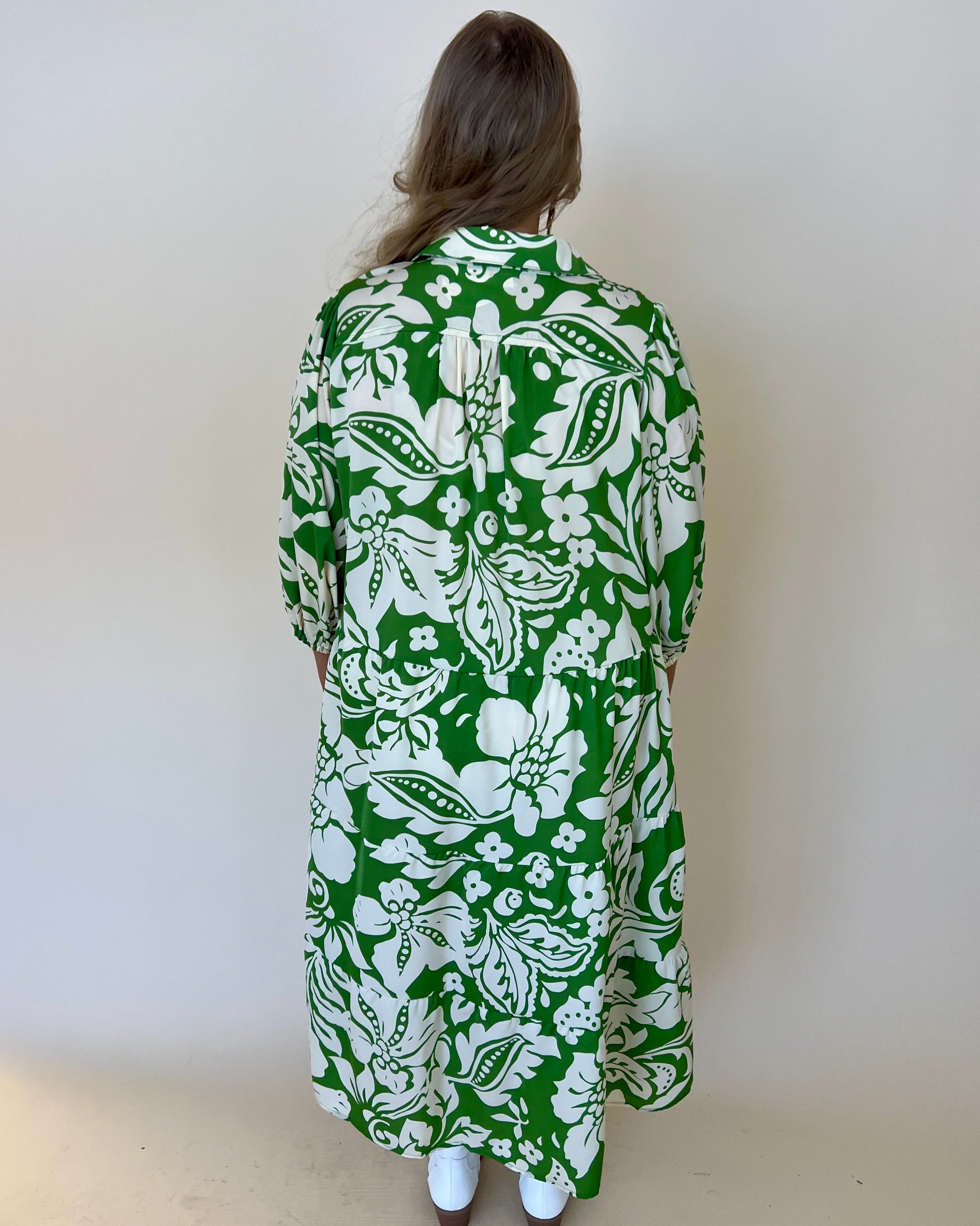 Thriving Weekend Green Plus Floral Midi Dress-Shop-Womens-Boutique-Clothing