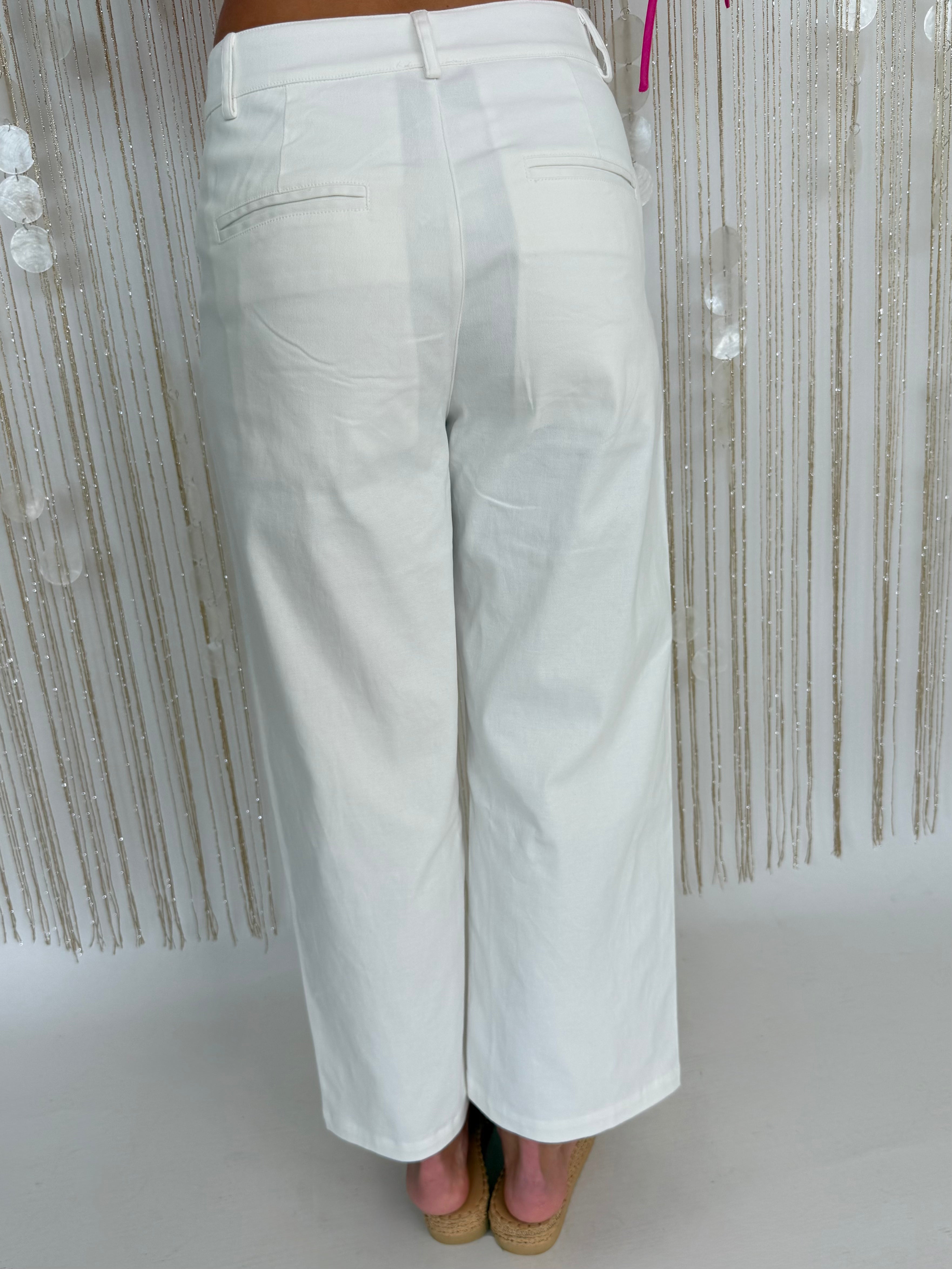 Live Out Loud Off White Scallop Front Pocket Pants-Shop-Womens-Boutique-Clothing