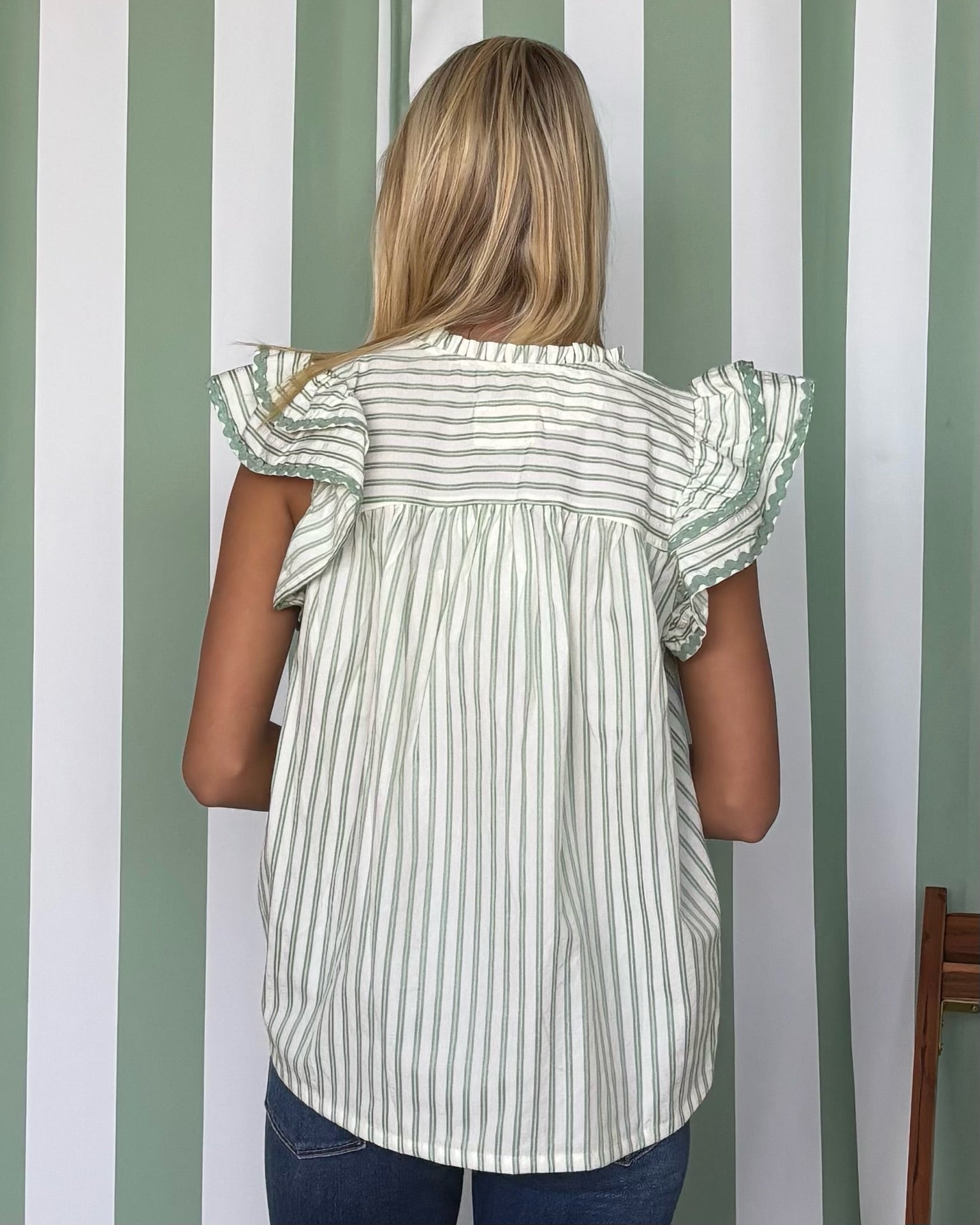 Happy Memories Sage Stripe Top-Shop-Womens-Boutique-Clothing