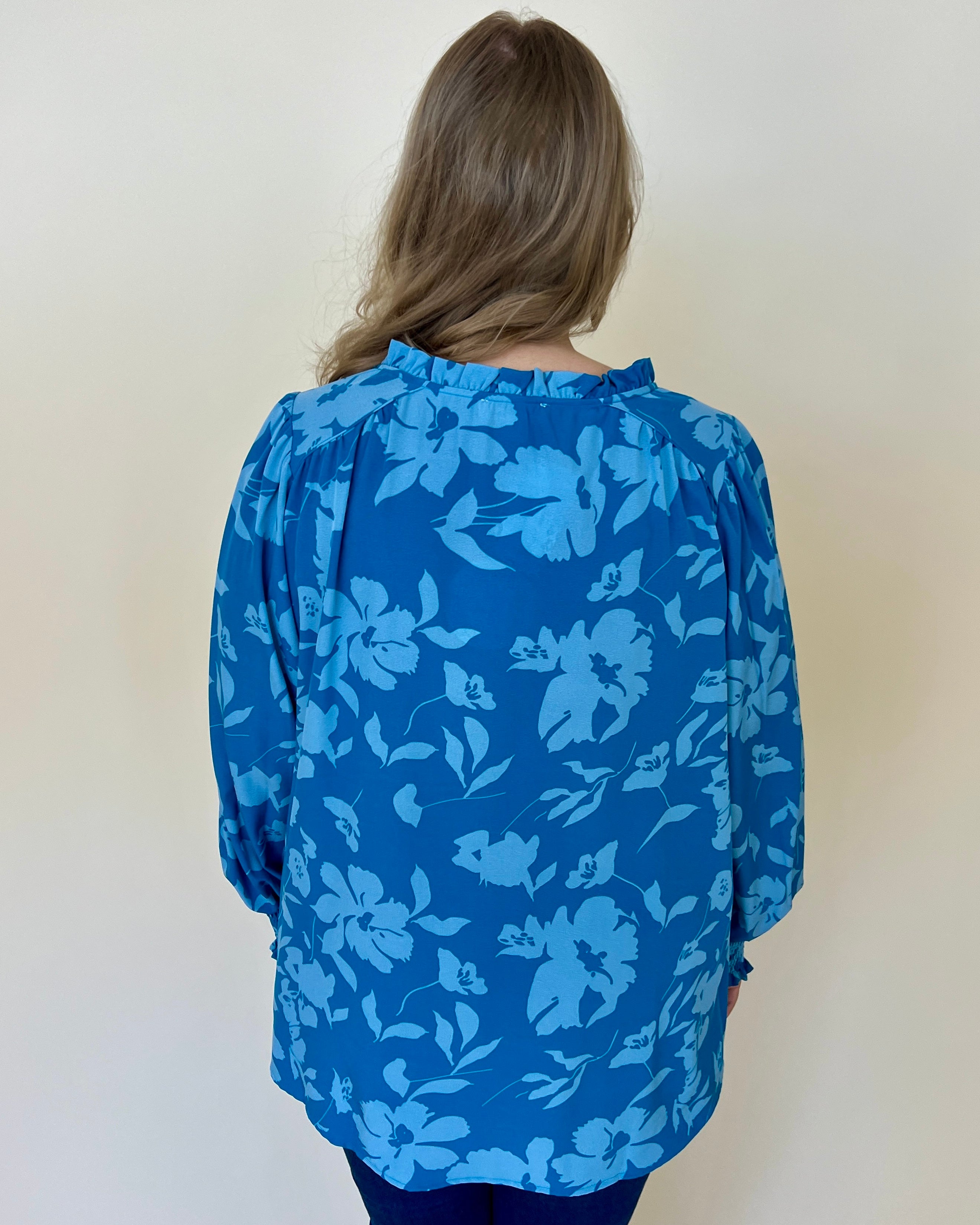 You're Here Turquoise Mix Plus Floral Top-Shop-Womens-Boutique-Clothing