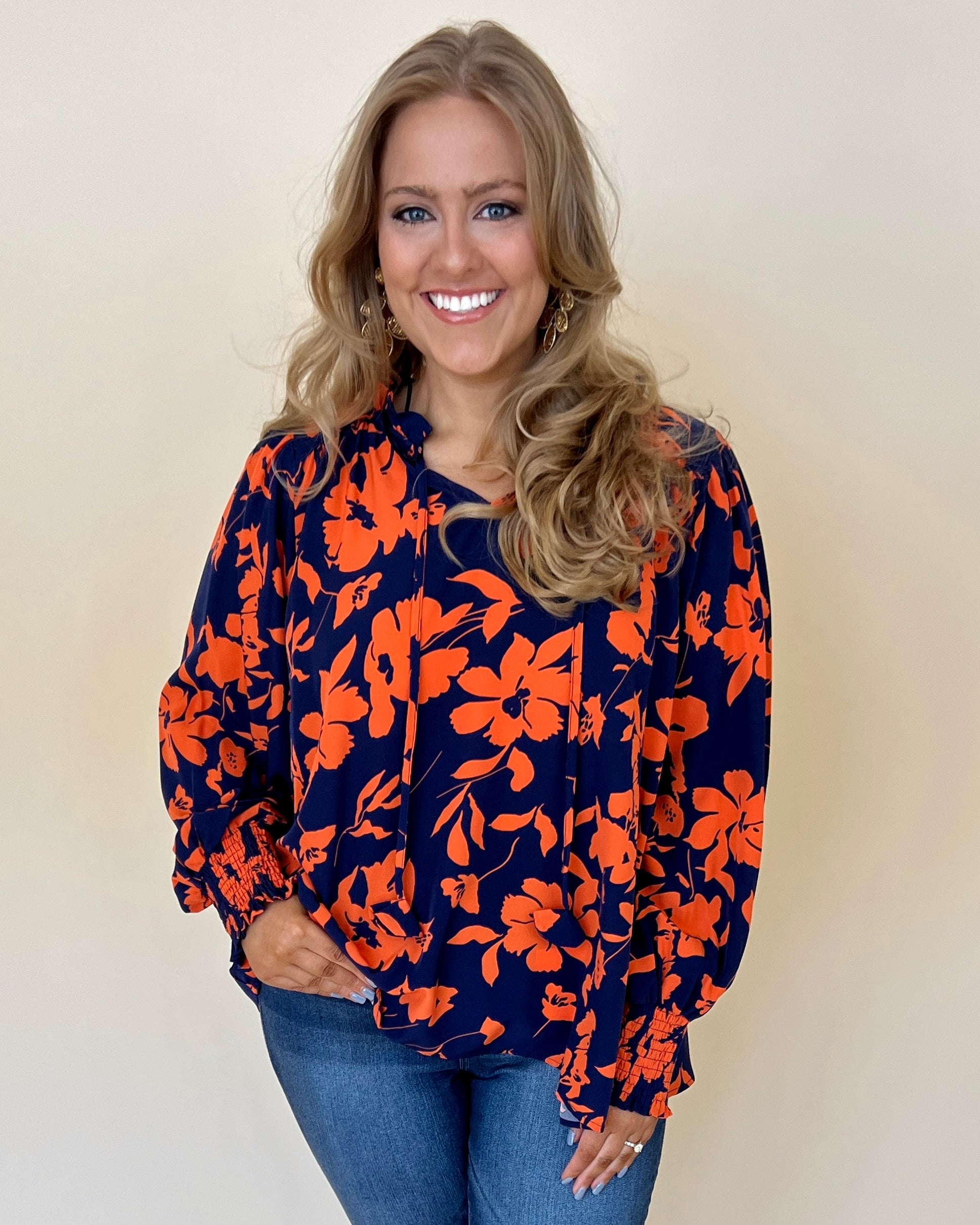 You're Here Midnight Mix Plus Floral Top-Shop-Womens-Boutique-Clothing