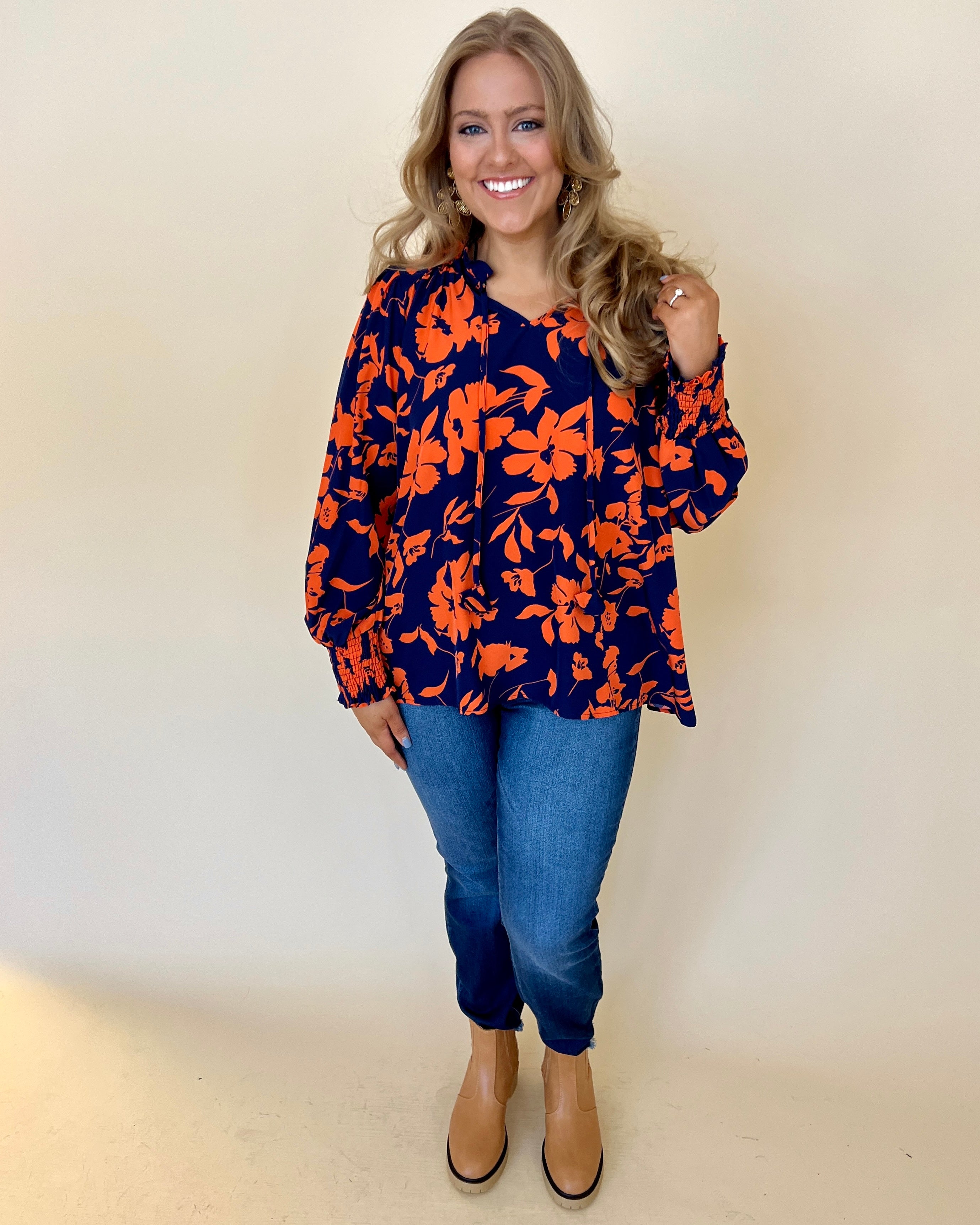 You're Here Midnight Mix Plus Floral Top-Shop-Womens-Boutique-Clothing