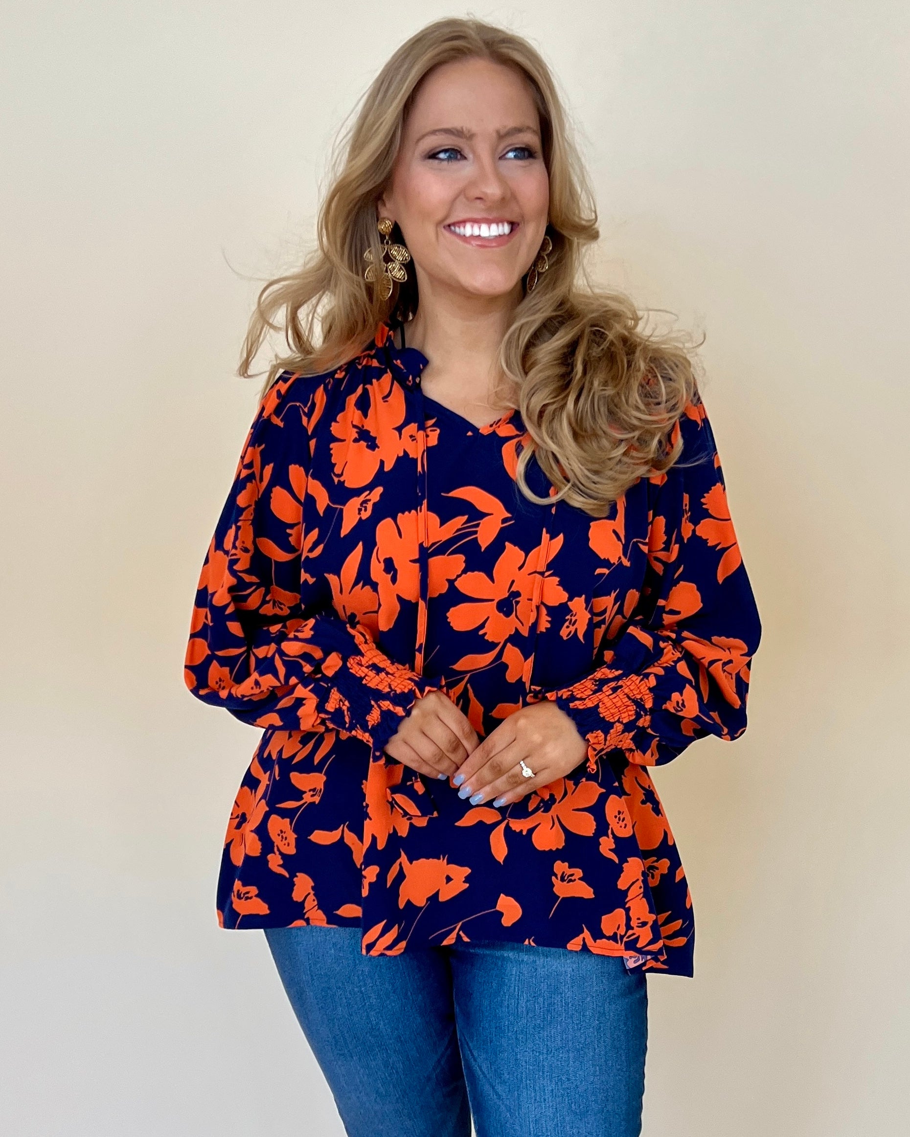 You're Here Midnight Mix Plus Floral Top-Shop-Womens-Boutique-Clothing