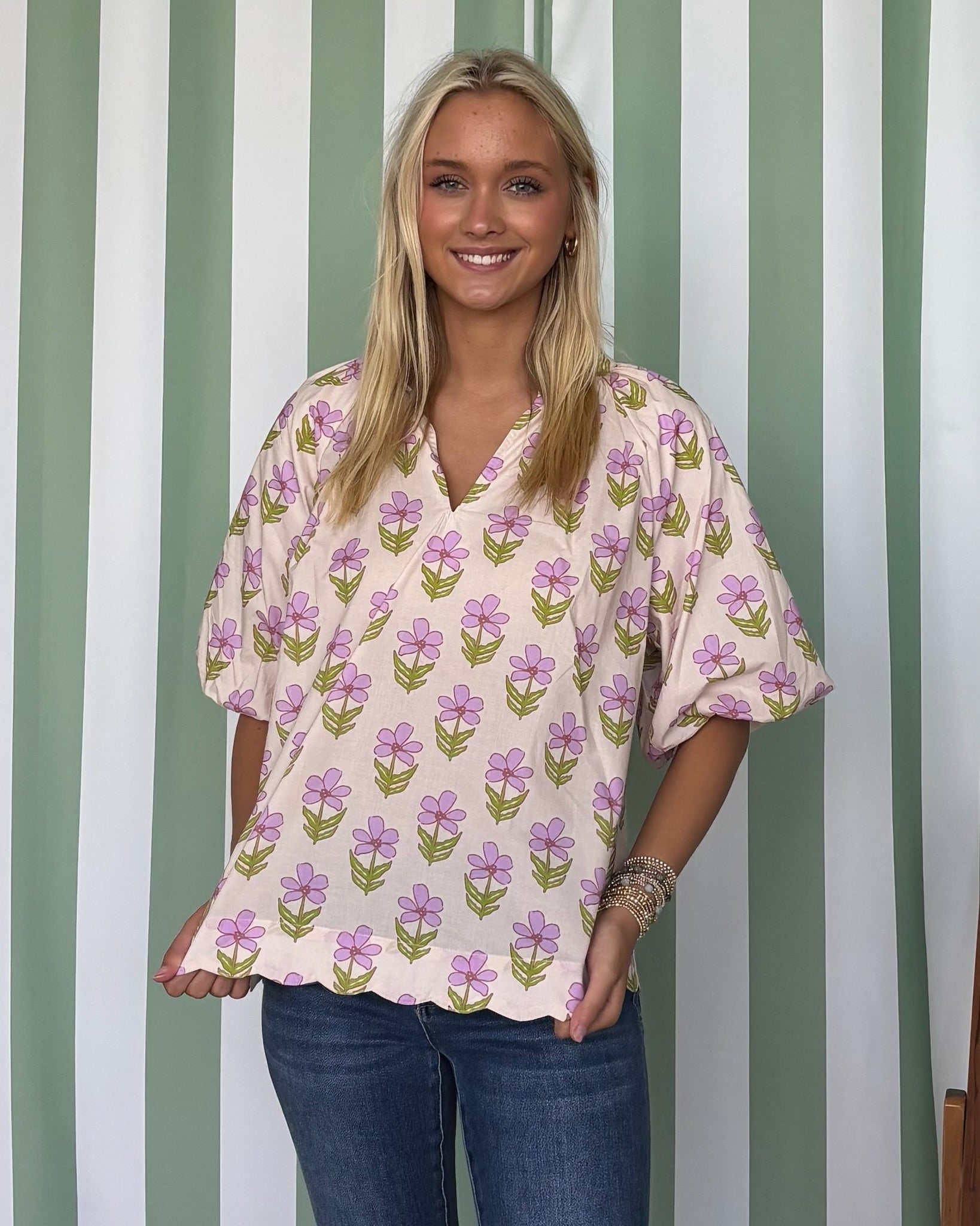 By Chance Blush Mix Floral Top-Shop-Womens-Boutique-Clothing