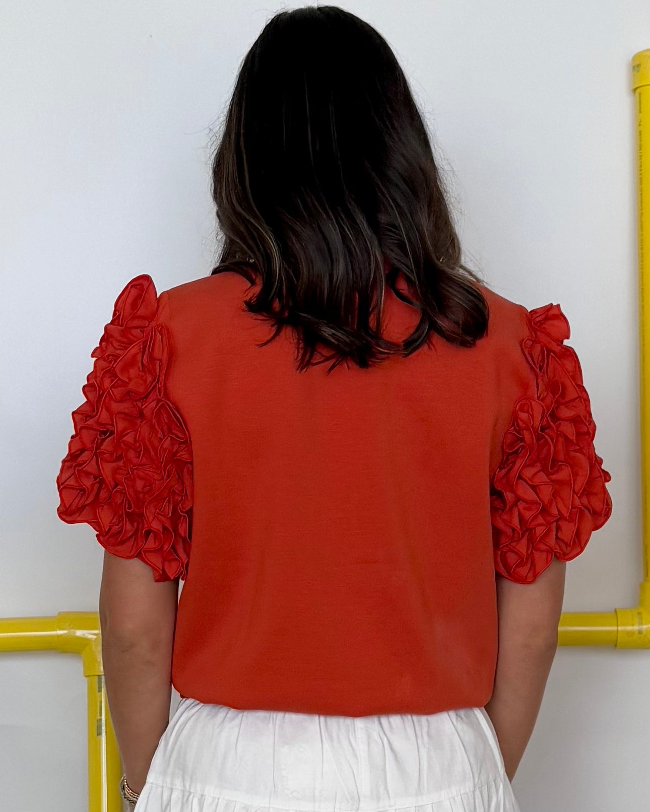 All About It Rust Ruffle Sleeve Top-Shop-Womens-Boutique-Clothing