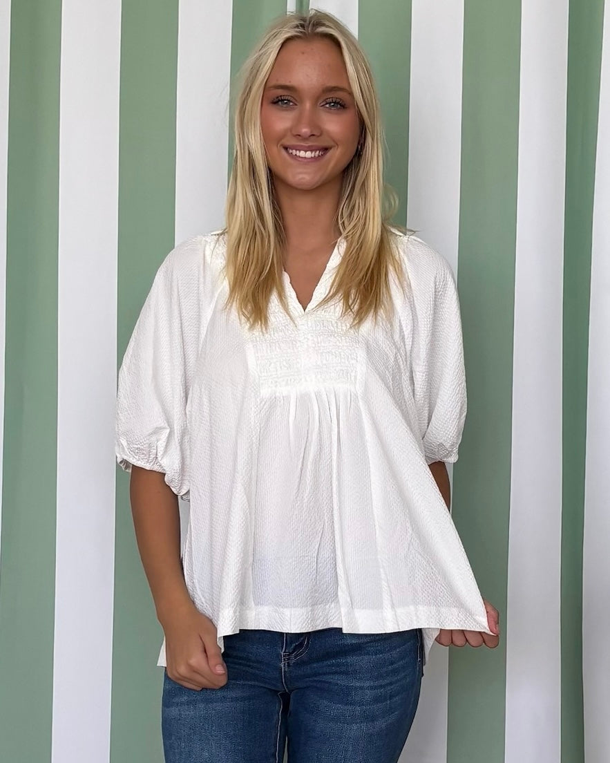 Lovely As Ever Off White Textured Top-Shop-Womens-Boutique-Clothing