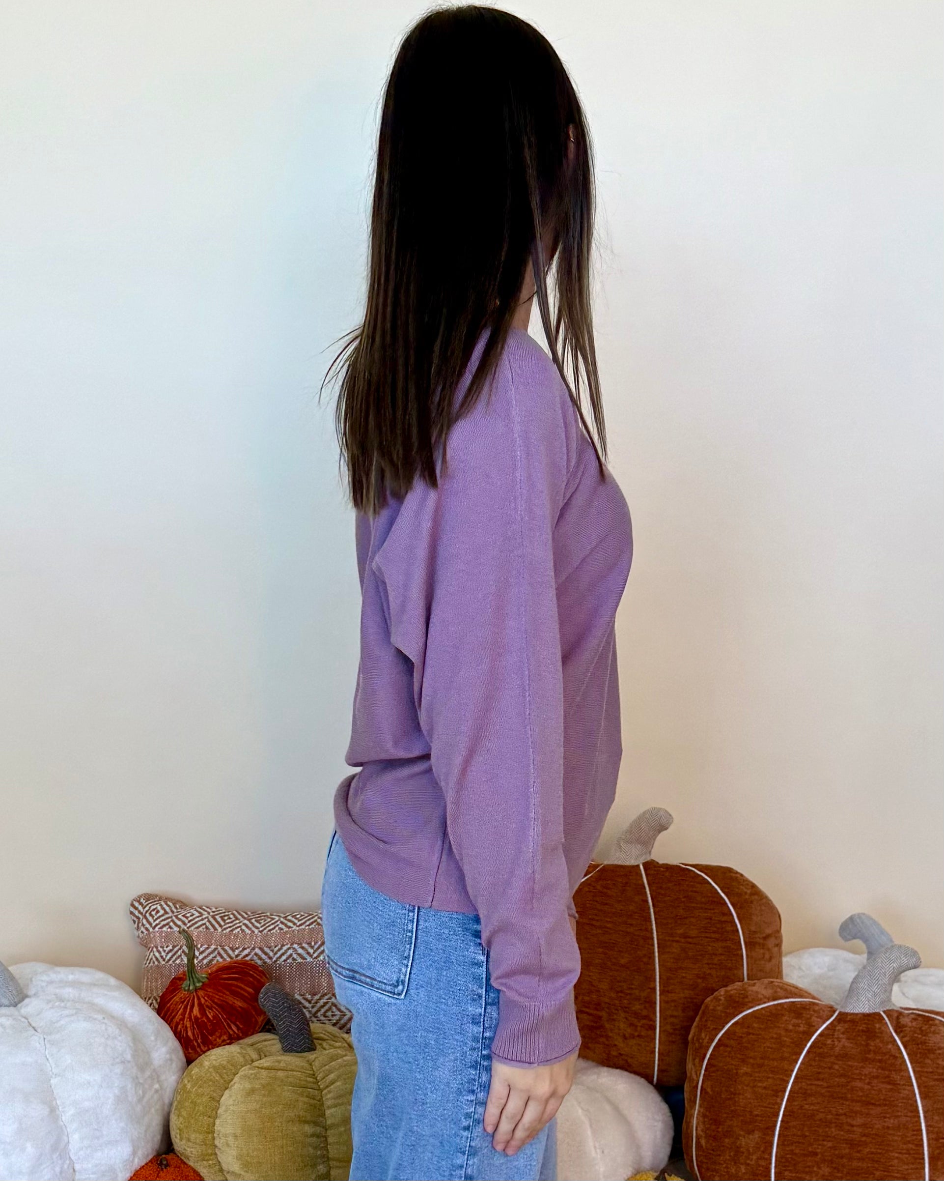 Always In Sight Dark Lavender Dolman Sweater-Shop-Womens-Boutique-Clothing