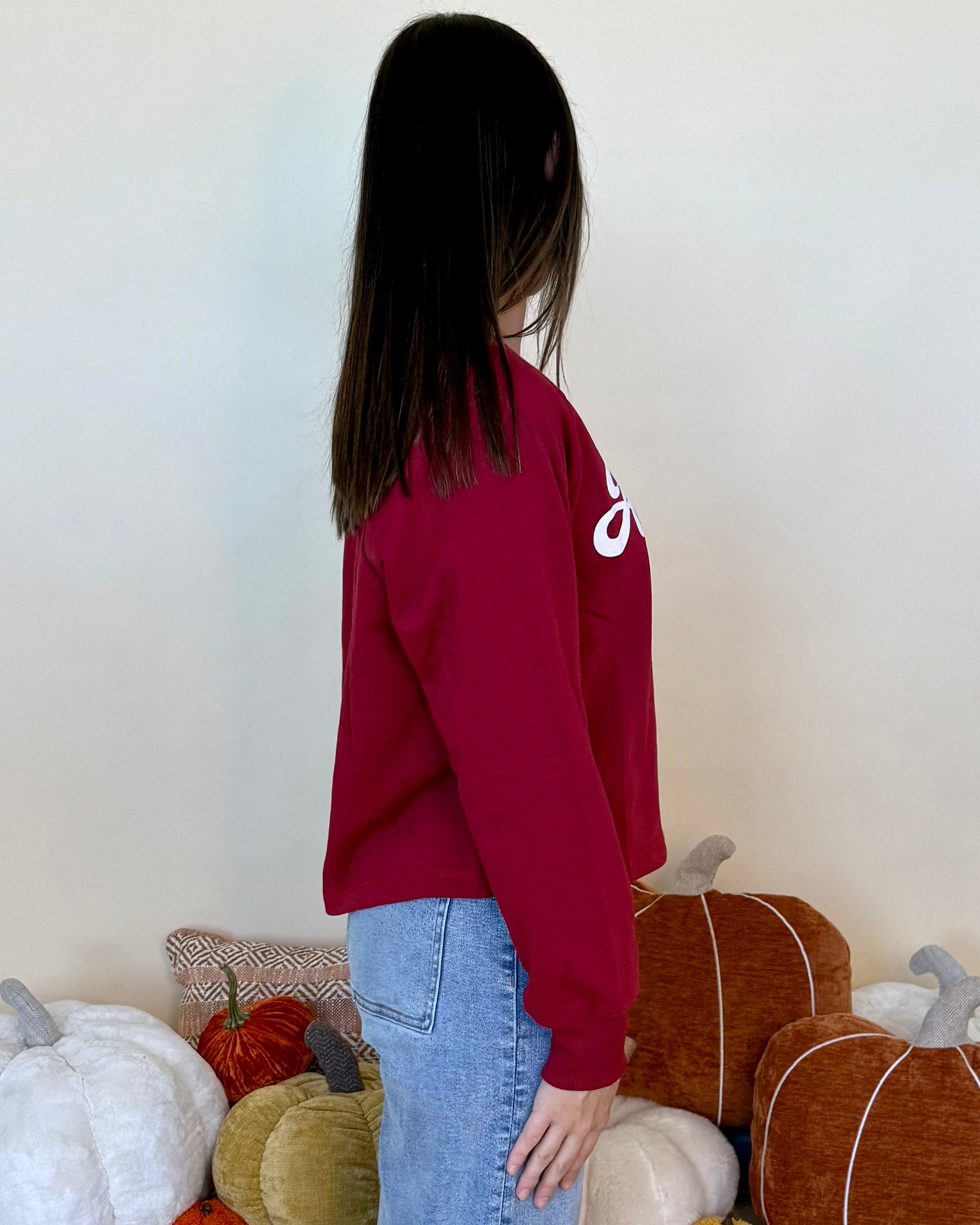 After Hours Dk Red Cropped Alabama Sweatshirt-Shop-Womens-Boutique-Clothing