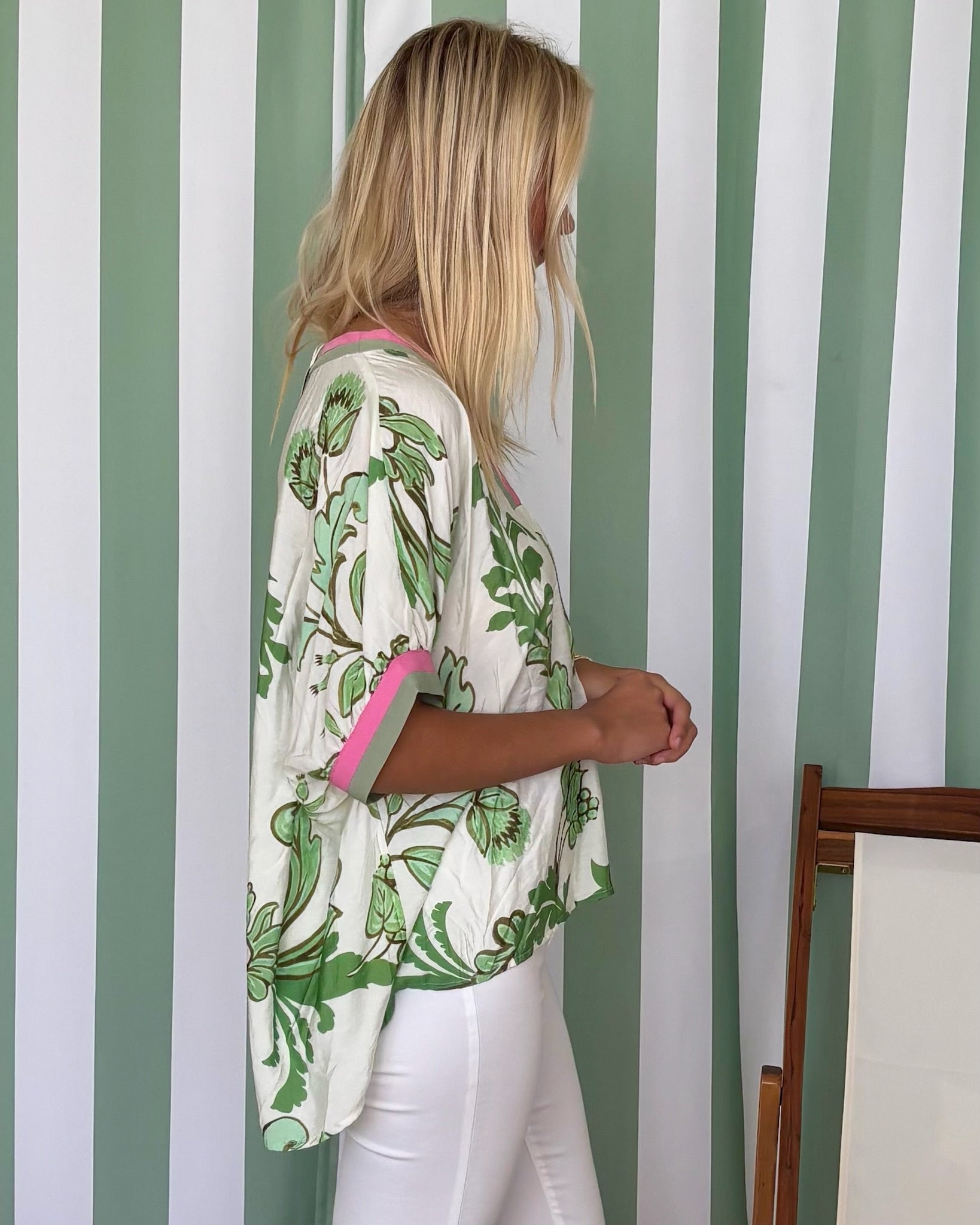 Tide Ready Olive Leaf Print V-Neck Top-Shop-Womens-Boutique-Clothing