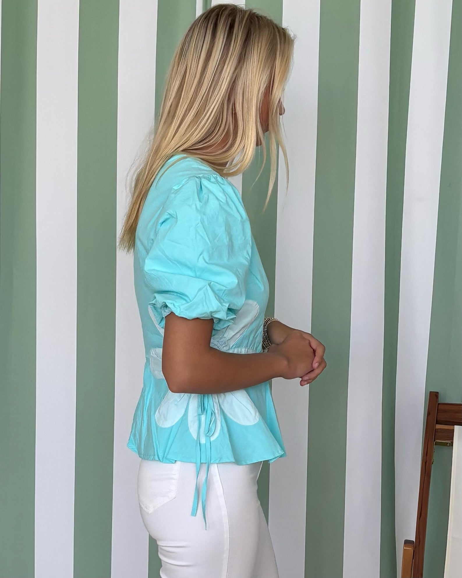 All To See Aqua Blue Floral Poplin Top-Shop-Womens-Boutique-Clothing