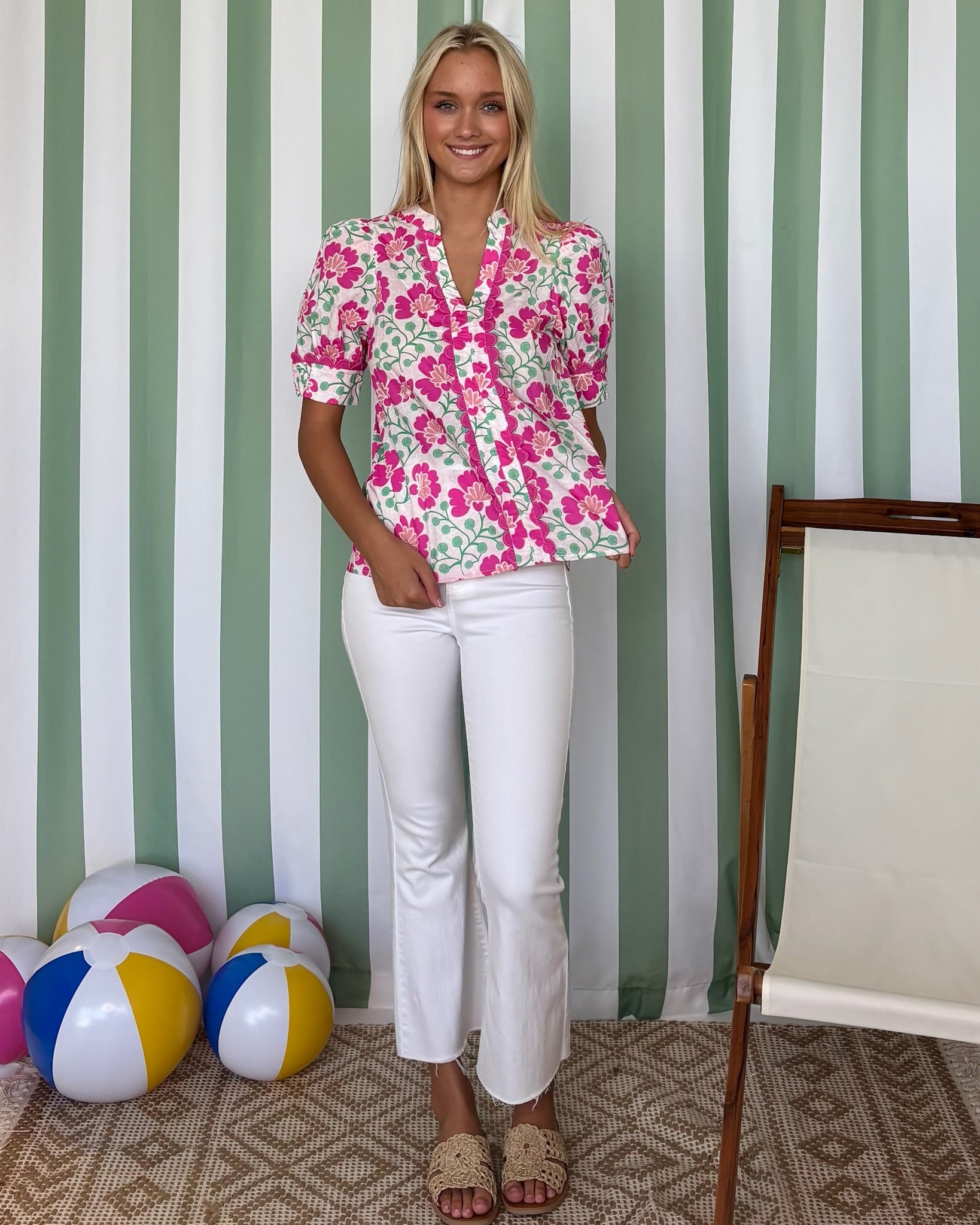 Dreamy Days Pink Floral Scallop Top-Shop-Womens-Boutique-Clothing
