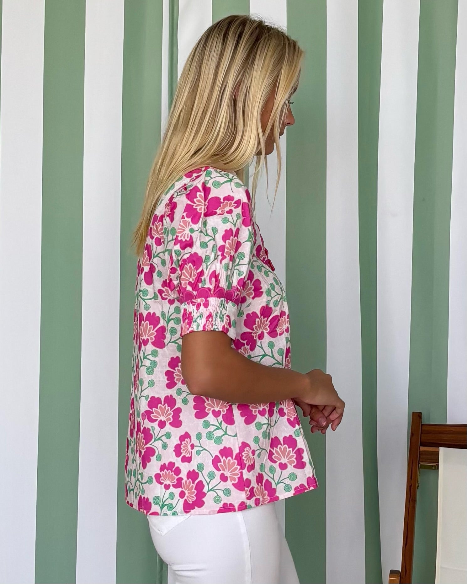 Dreamy Days Pink Floral Scallop Top-Shop-Womens-Boutique-Clothing