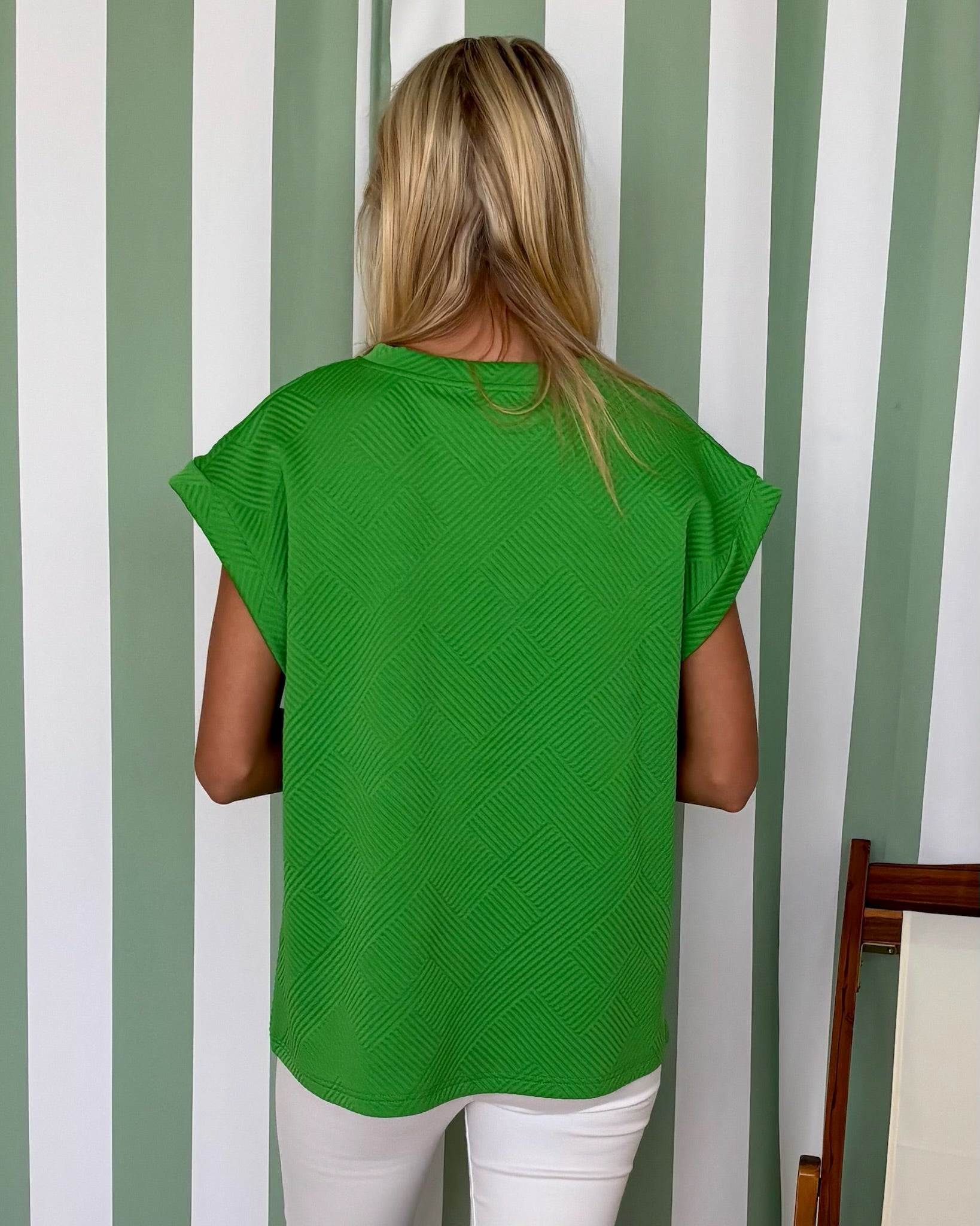 Willing To Help Kelly Green Textured Top-Shop-Womens-Boutique-Clothing