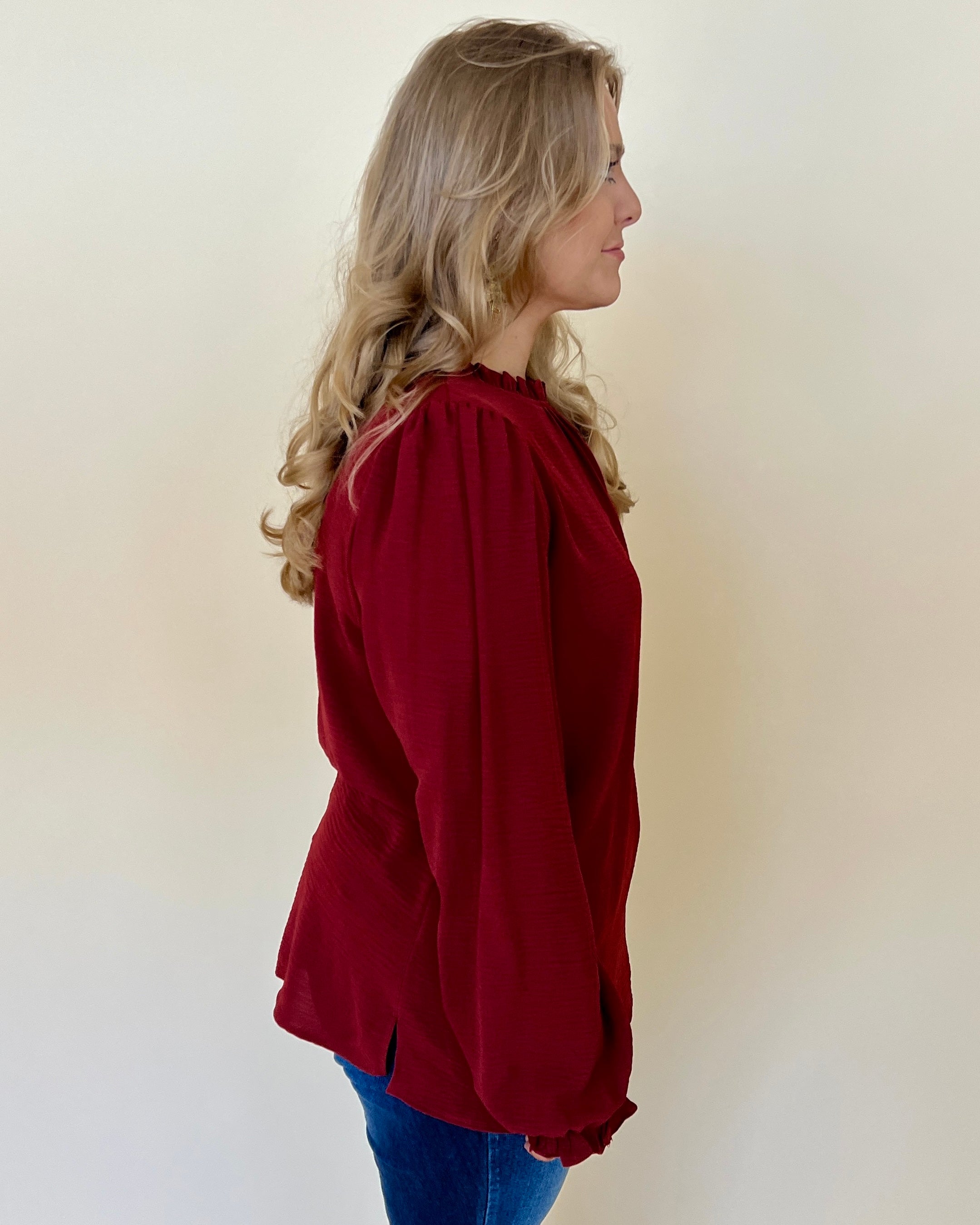 Greatest Wish Dk Rust Plus Ruffle Top-Shop-Womens-Boutique-Clothing