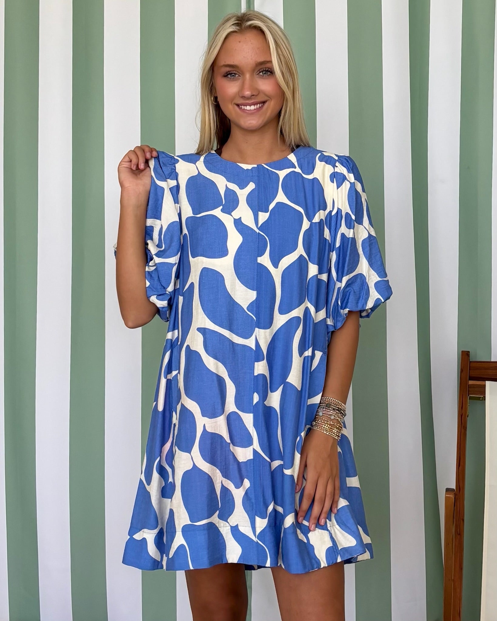 Daring Day Blue Abstract Dress-Shop-Womens-Boutique-Clothing