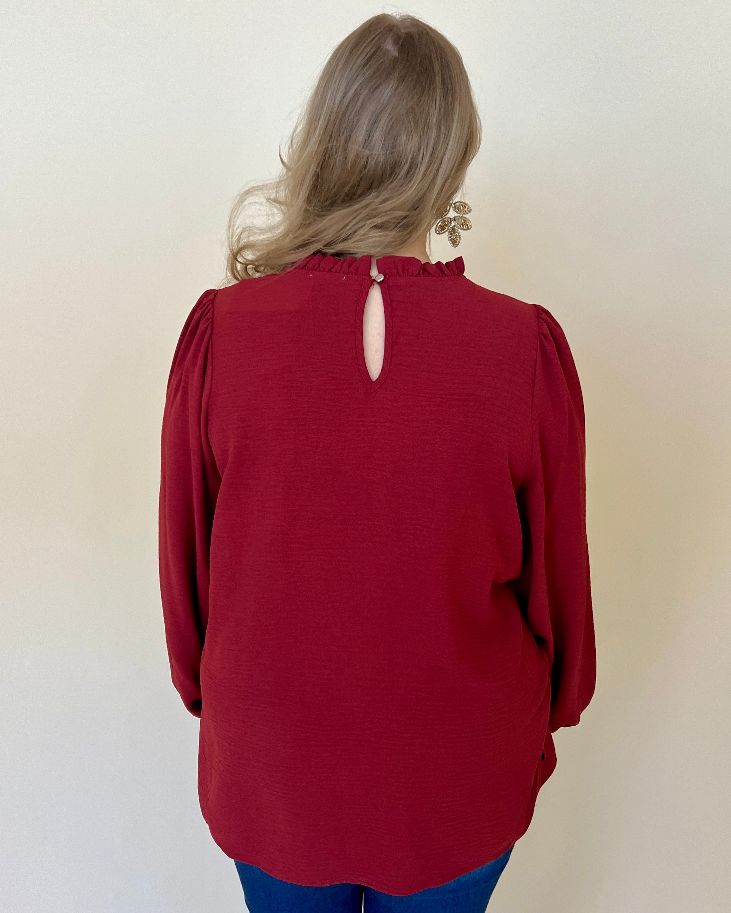 Greatest Wish Dk Rust Plus Ruffle Top-Shop-Womens-Boutique-Clothing