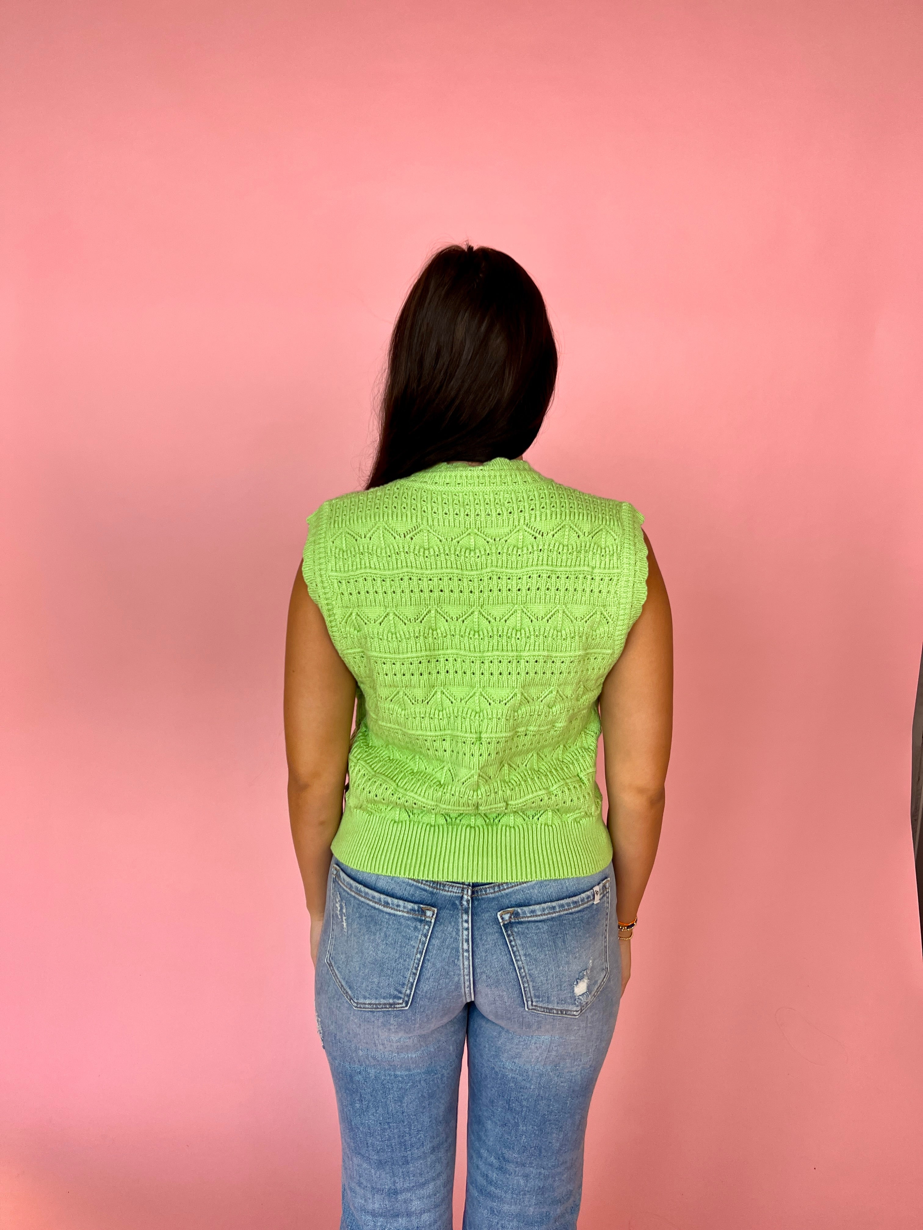 Never Alone Pastel Lime Knit Sweater Vest-Shop-Womens-Boutique-Clothing