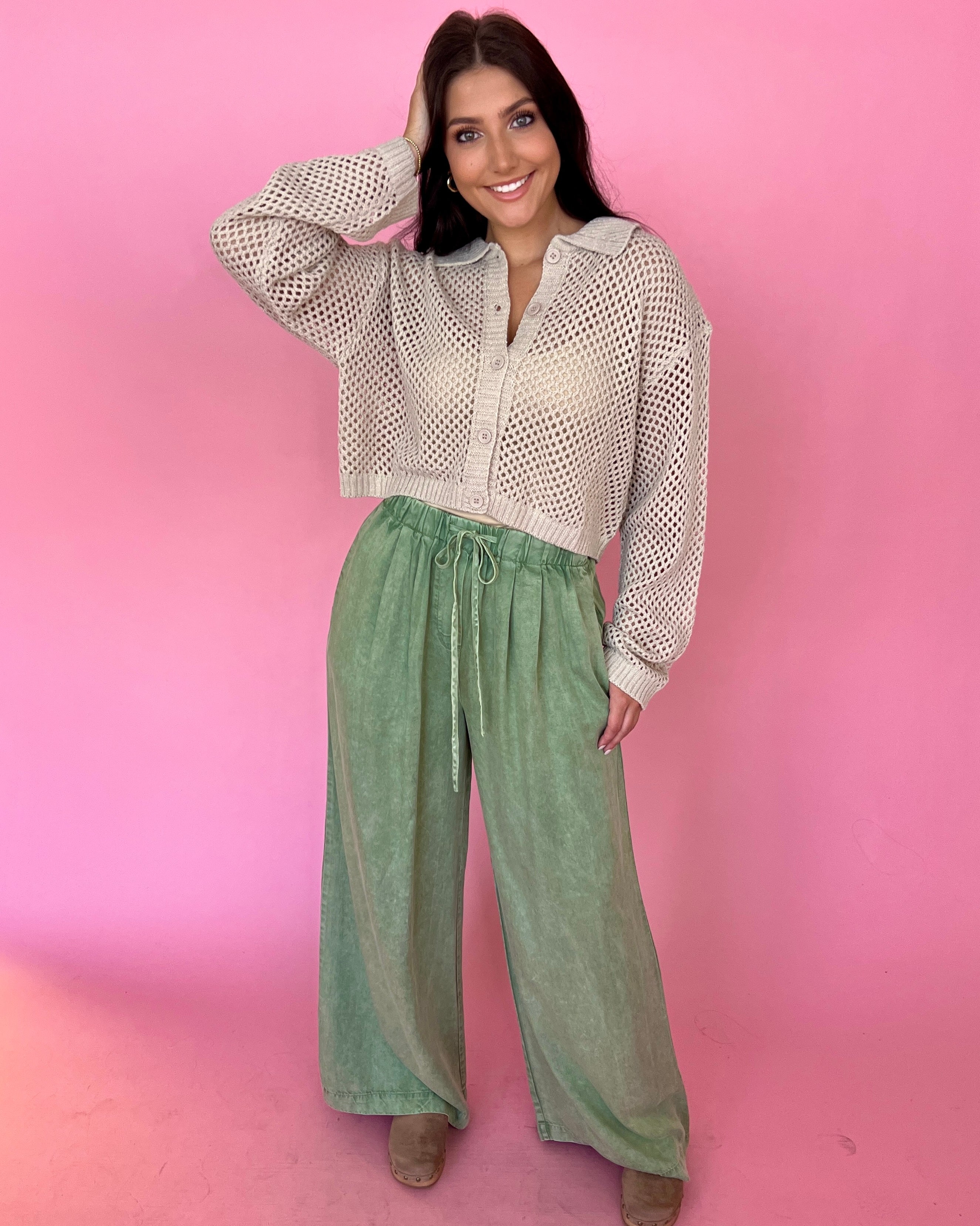 My Next Move Moss Elastic Waist Pants-Shop-Womens-Boutique-Clothing