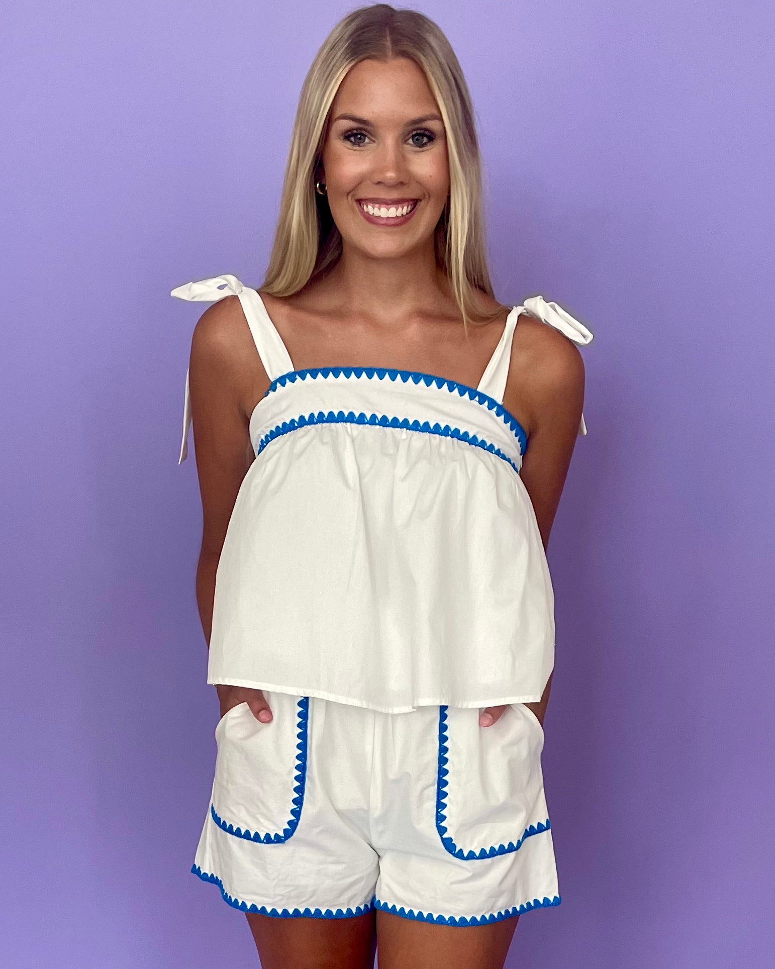 No Comparison White Scalloped Top and Shorts-Shop-Womens-Boutique-Clothing