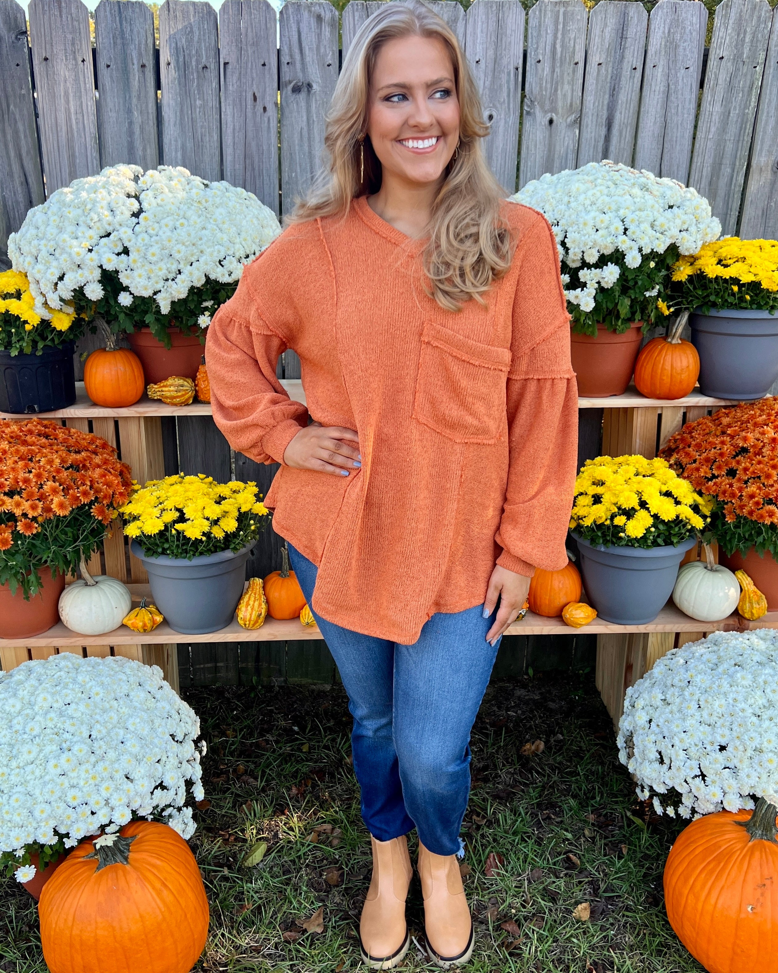 True Calling Rust Plus Raw Hem Top-Shop-Womens-Boutique-Clothing