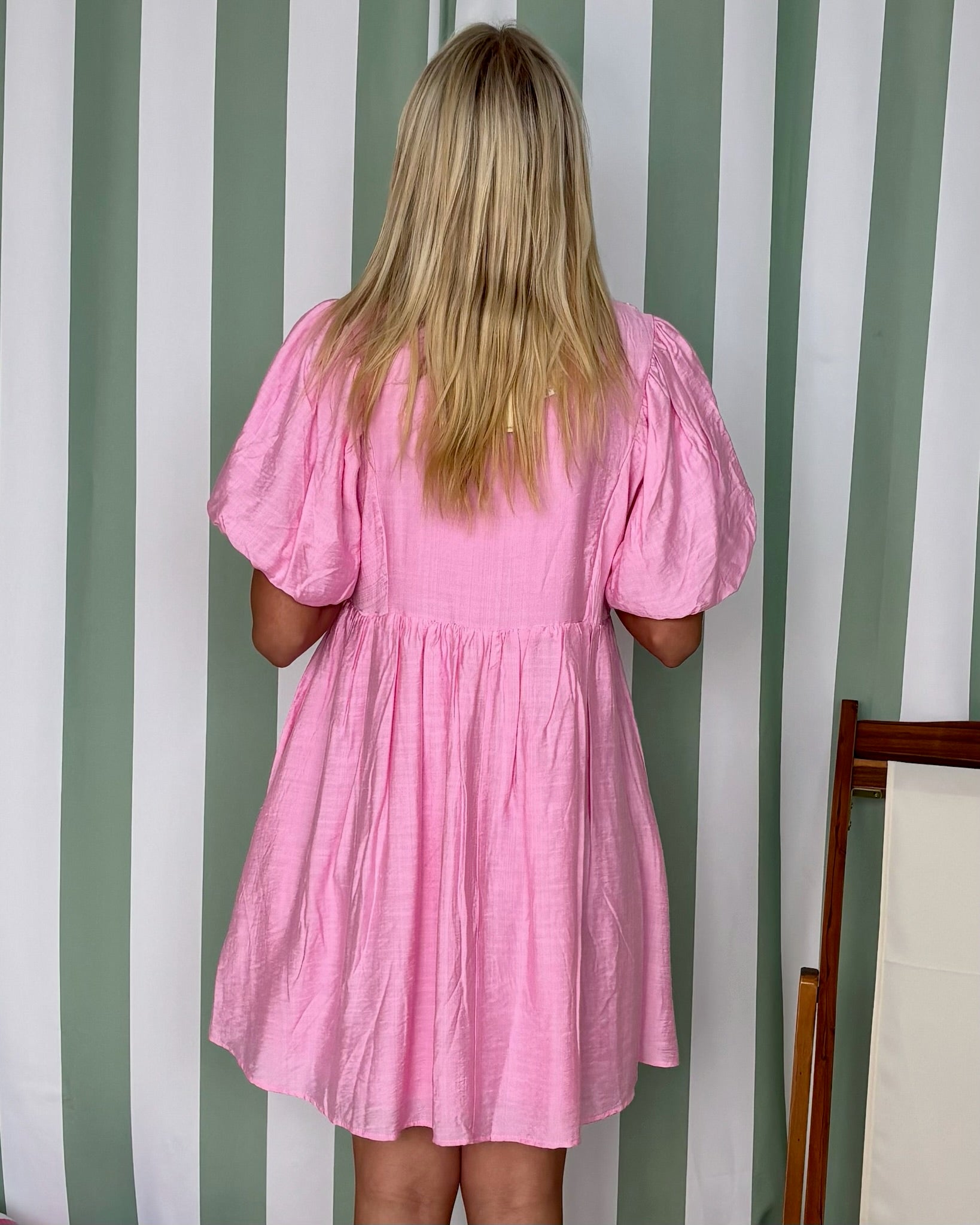 Be Seen Pink Embroidered Babydoll Dress-Shop-Womens-Boutique-Clothing