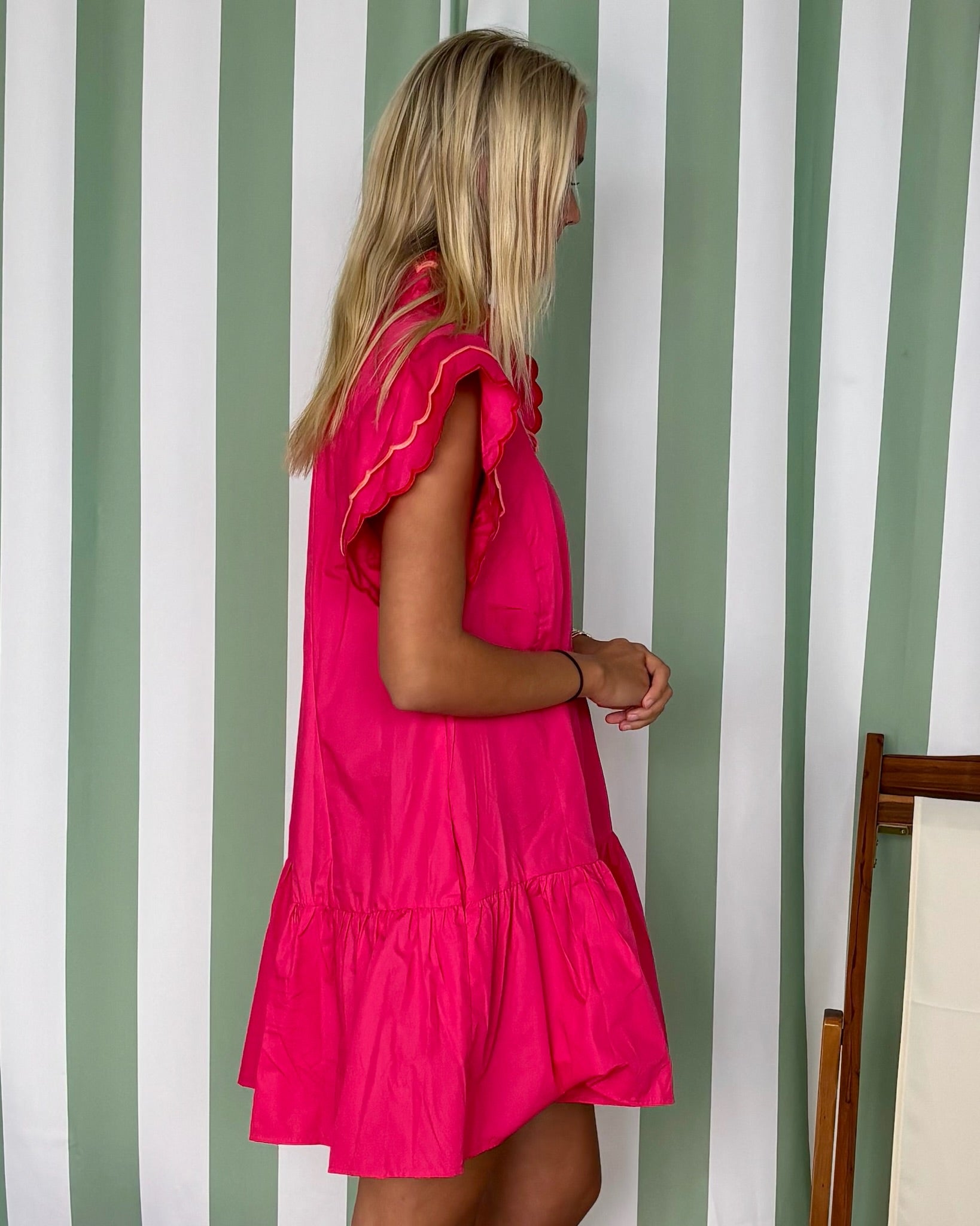 One Last Day Fuchsia Scallop Dress-Shop-Womens-Boutique-Clothing