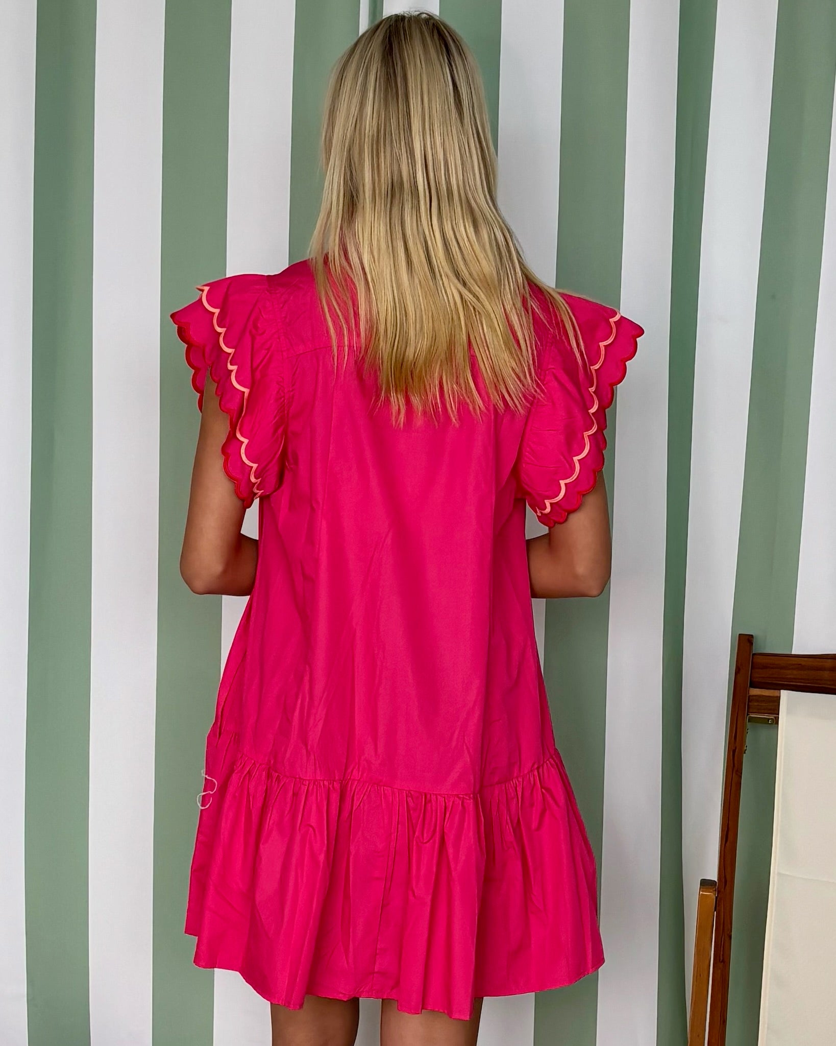 One Last Day Fuchsia Scallop Dress-Shop-Womens-Boutique-Clothing