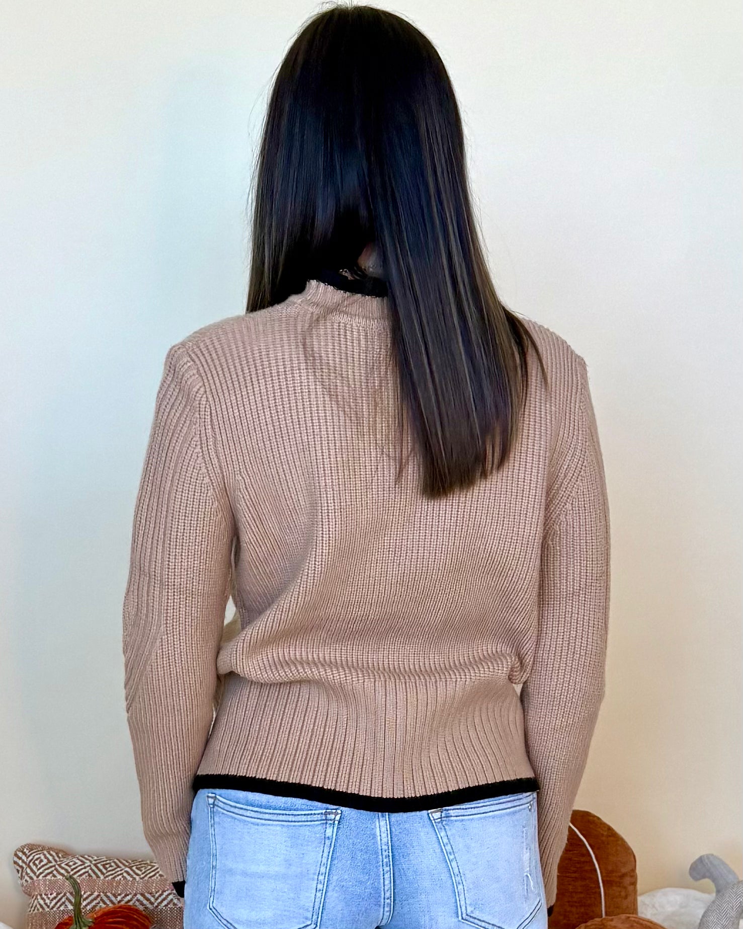 Anything Else Taupe Ruffle Neck Sweater-Shop-Womens-Boutique-Clothing