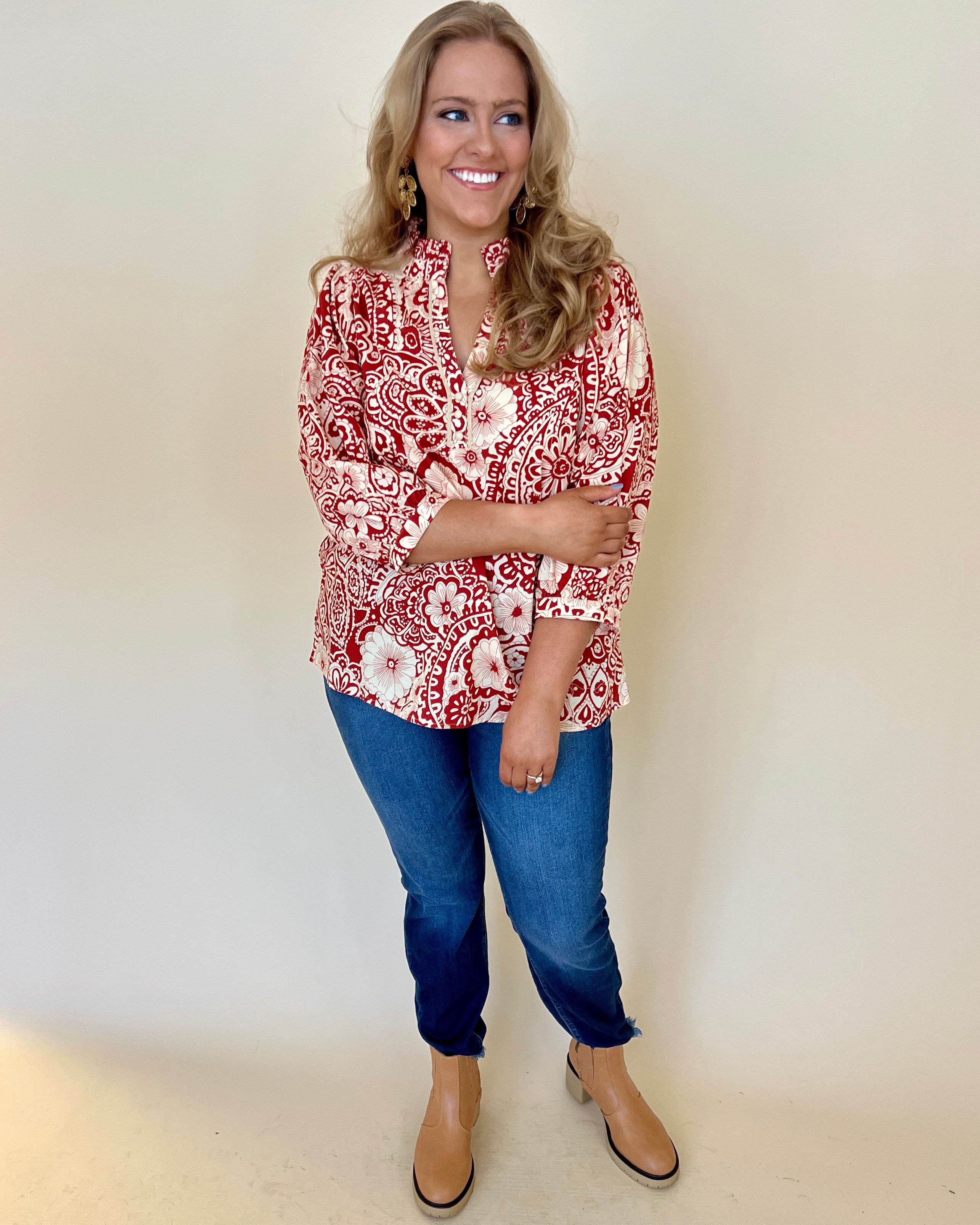 Meet Me There Clay Plus Floral Top-Shop-Womens-Boutique-Clothing
