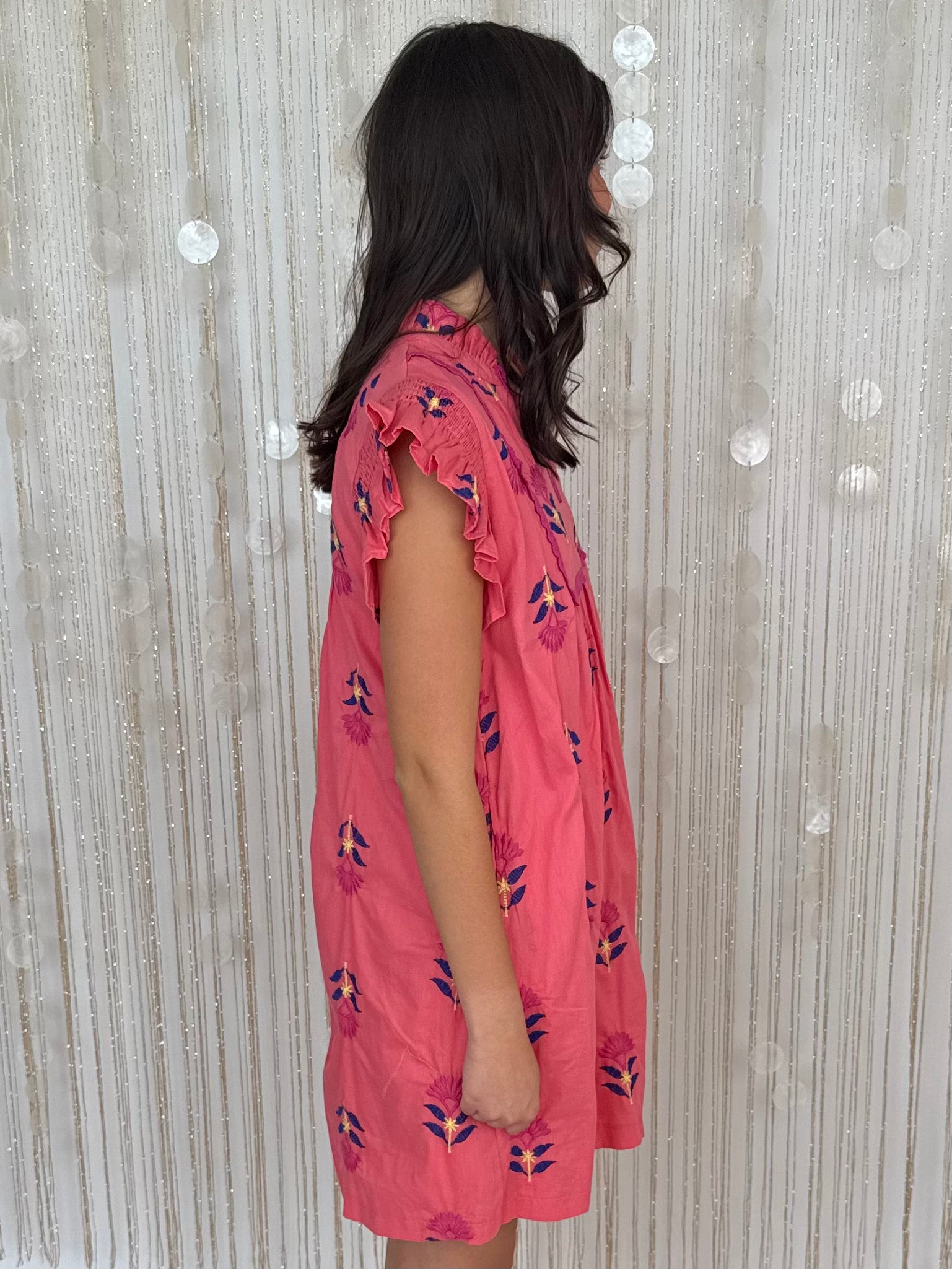 Textured Grace Coral Peach Embroidered Dress-Shop-Womens-Boutique-Clothing