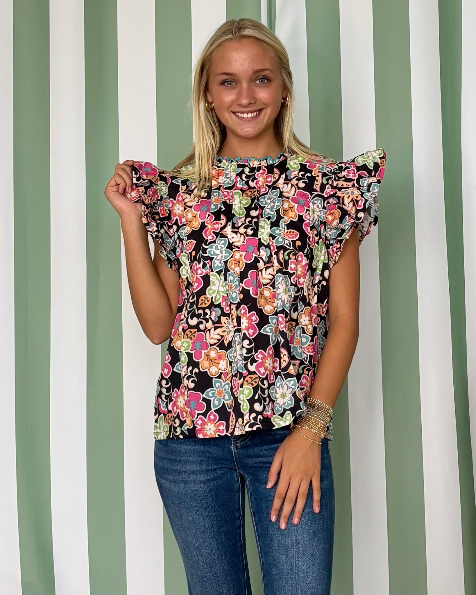 Sunny Meadows Black Mix Floral Top-Shop-Womens-Boutique-Clothing